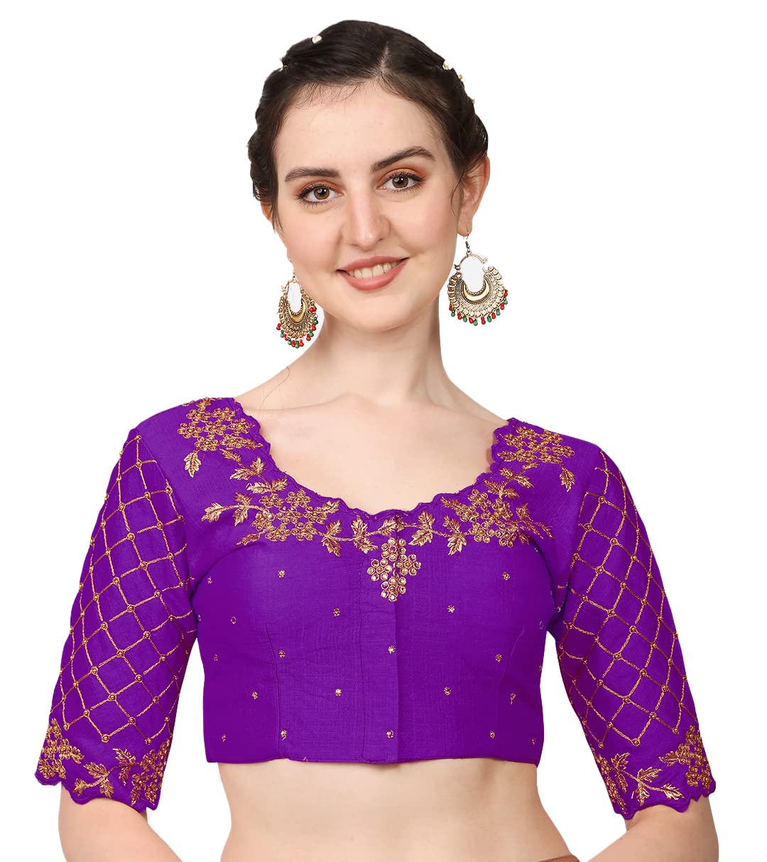 Pujia Mills Purple Embroidered Blouse
