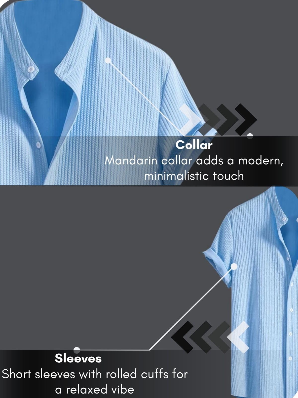 GRECIILOOKS Men's Blue Waffle Casual Shirt - Image 5