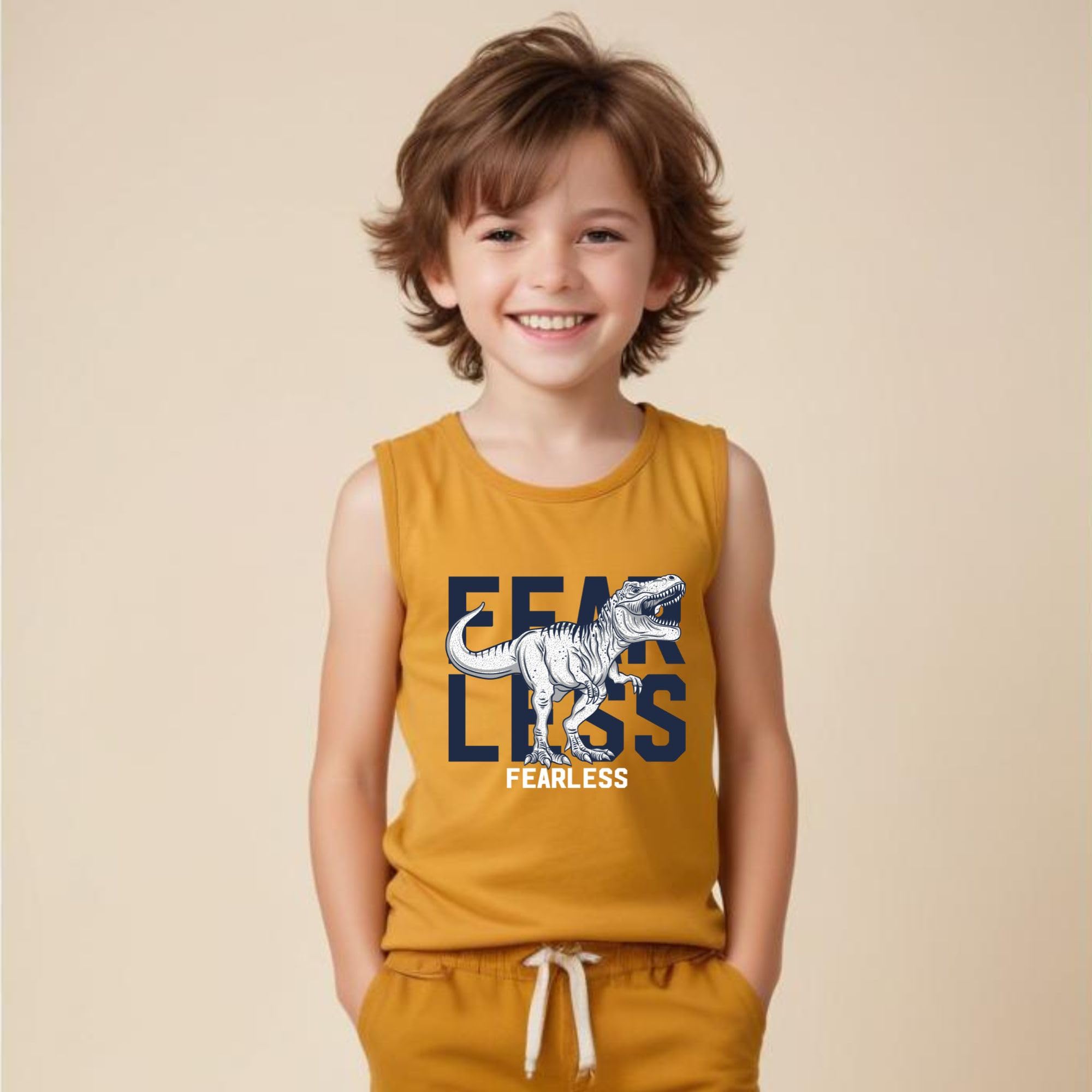 Minicult Printed Cotton Jersey Vest for Boys and Girls - Blue - Image 4