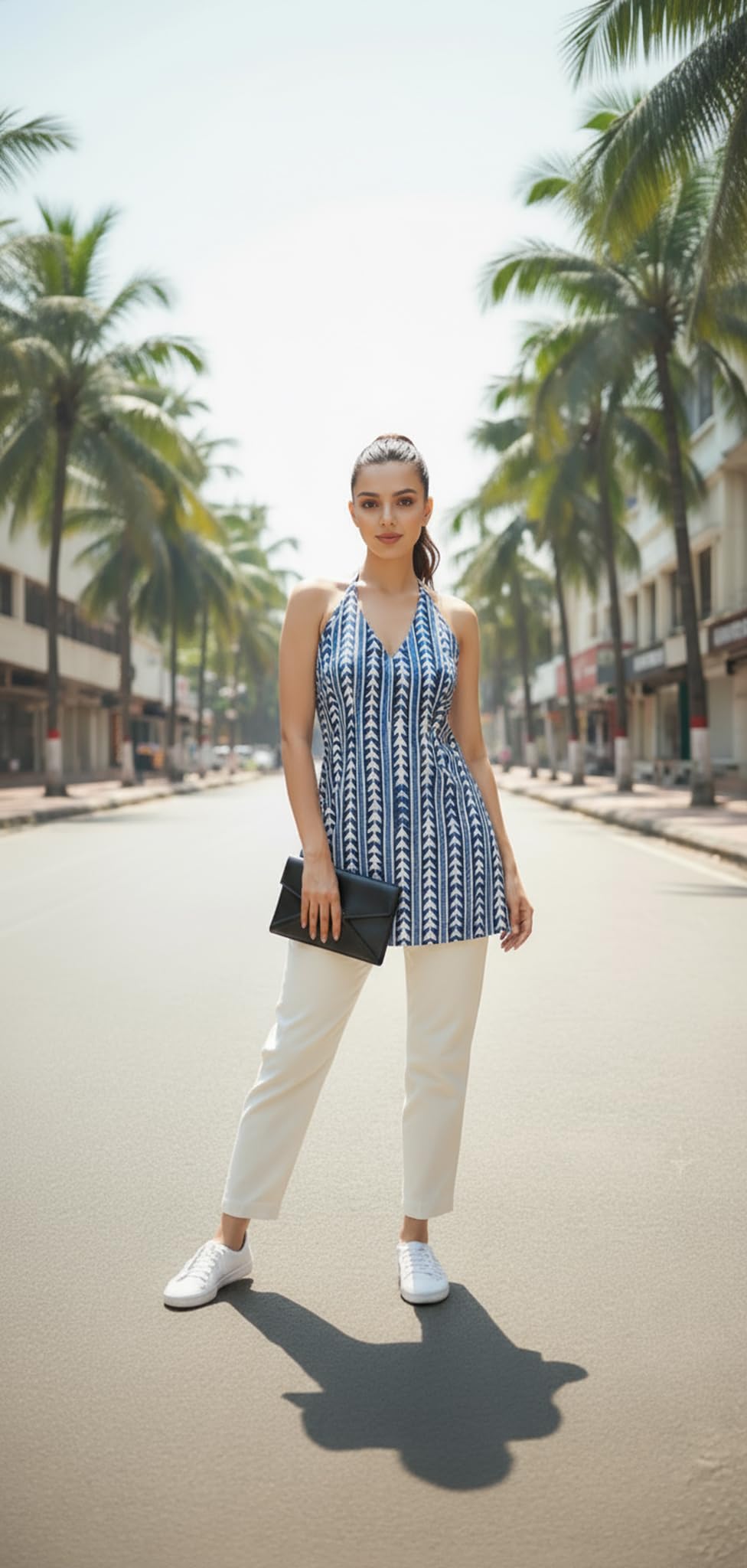 GoSriKi Women's A-Line Printed Kurti - Blue - Image 4