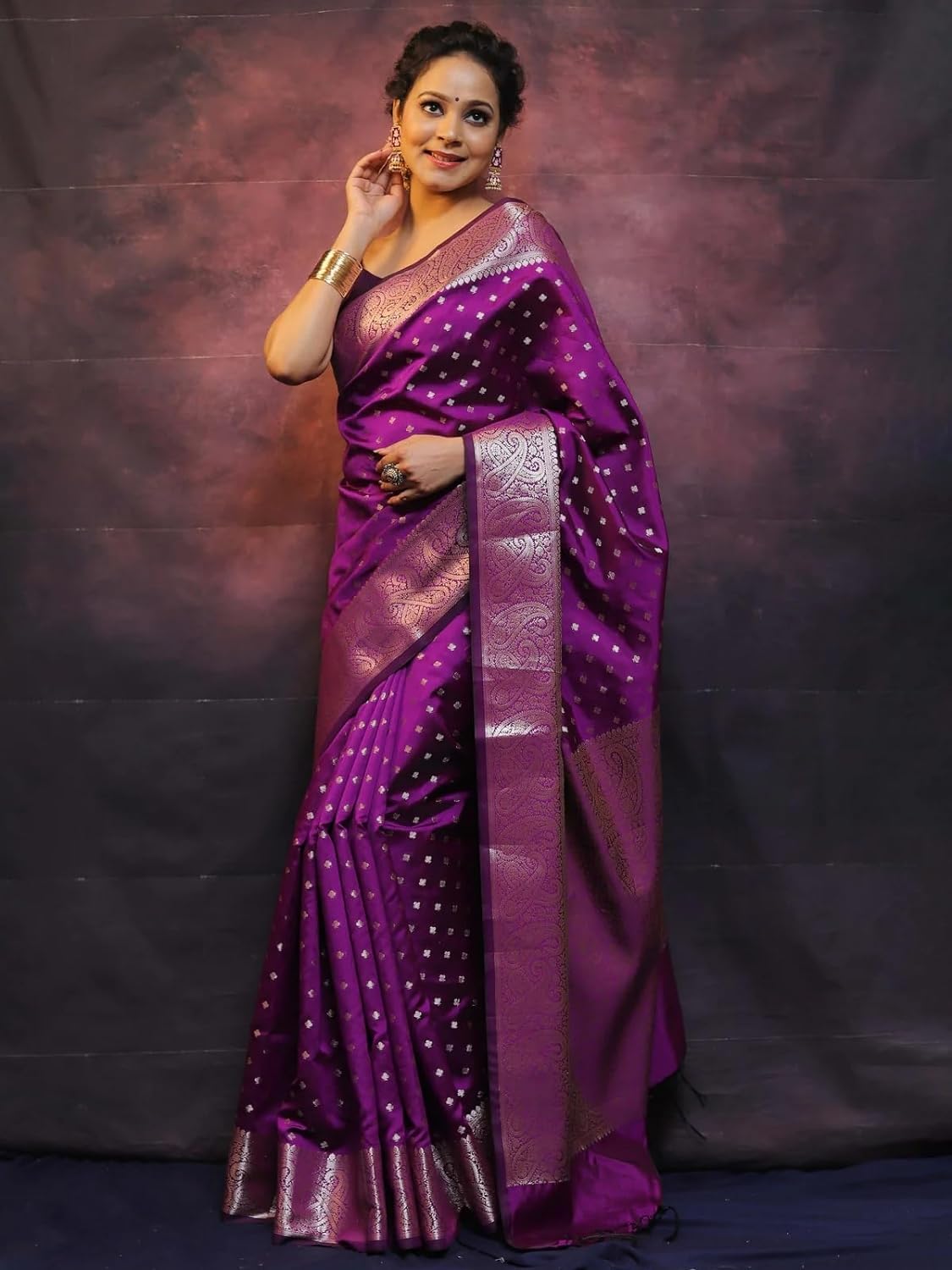 C J Enterprise Banarasi Saree for Women - Kanjivaram Silk - Image 3