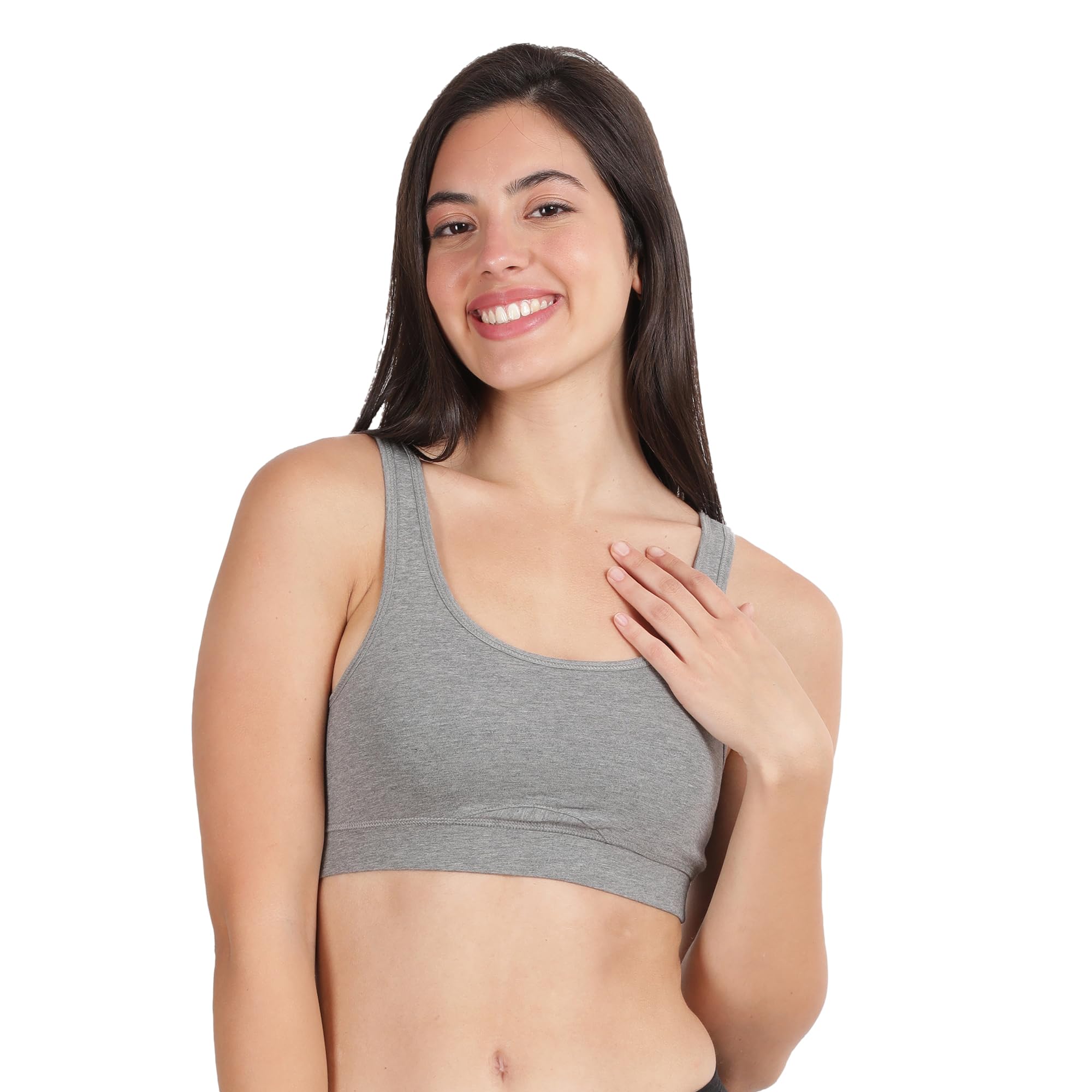 LAVOS Women's Bamboo Cotton Sports Bra - Grey - Image 5