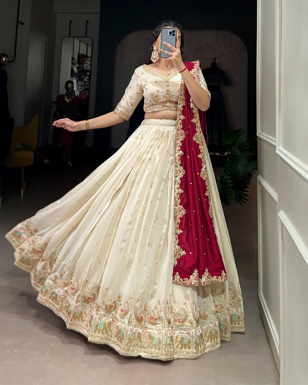 SATVASHIV Women's Vichitra Embroidered Lehenga Choli - Image 5