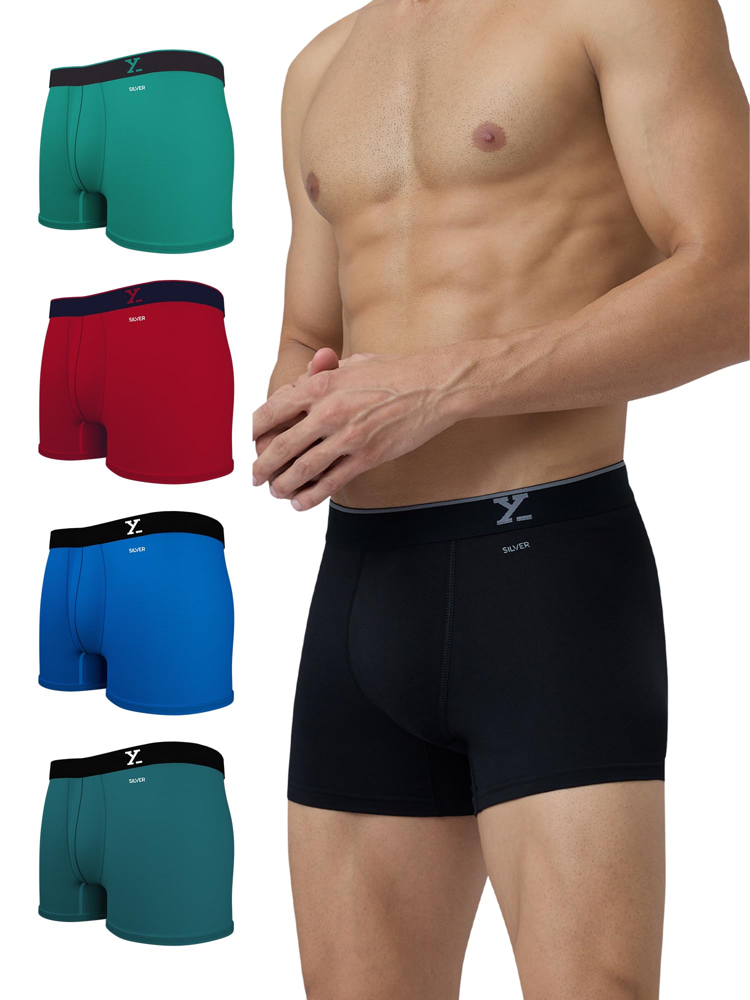 XYXX Men's Cotton Modal Trunks - Black & Multicolor