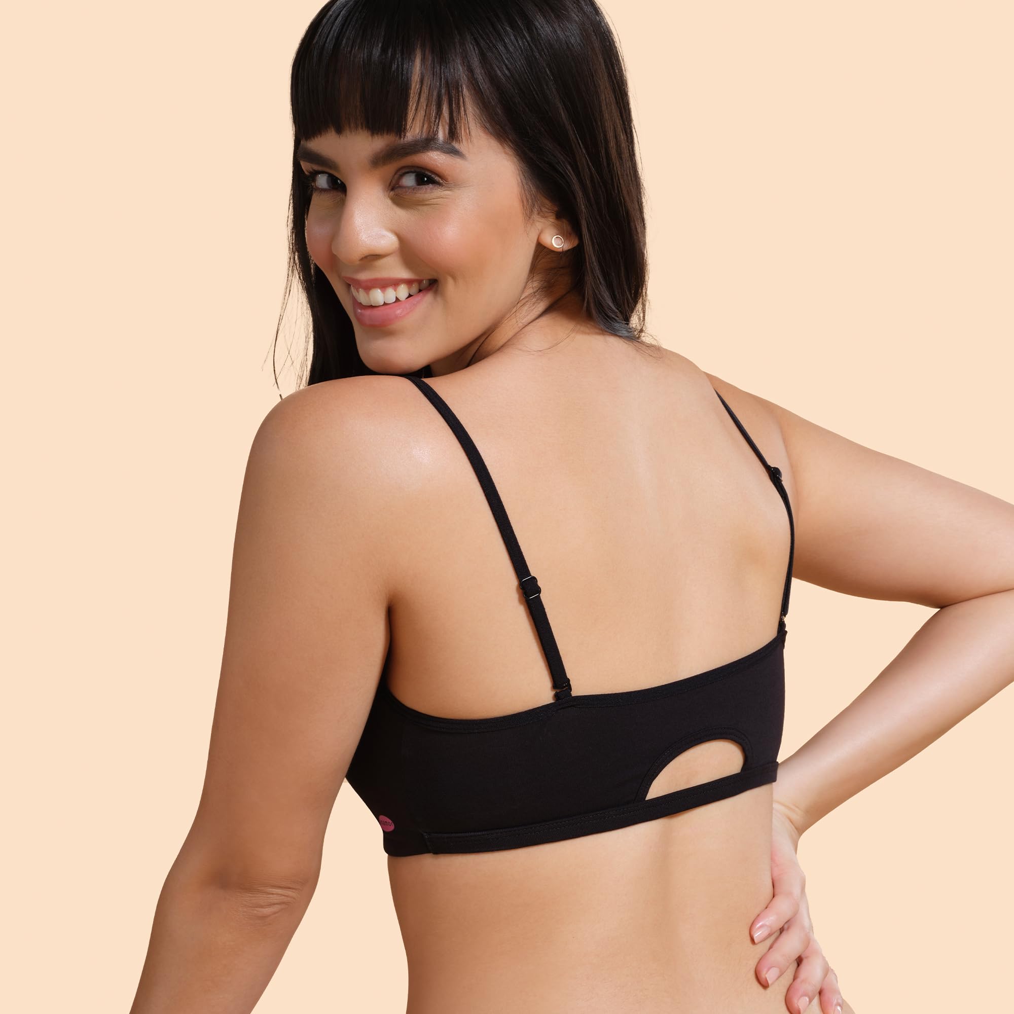 Enamor Black Cotton Cami Bra - Image 5