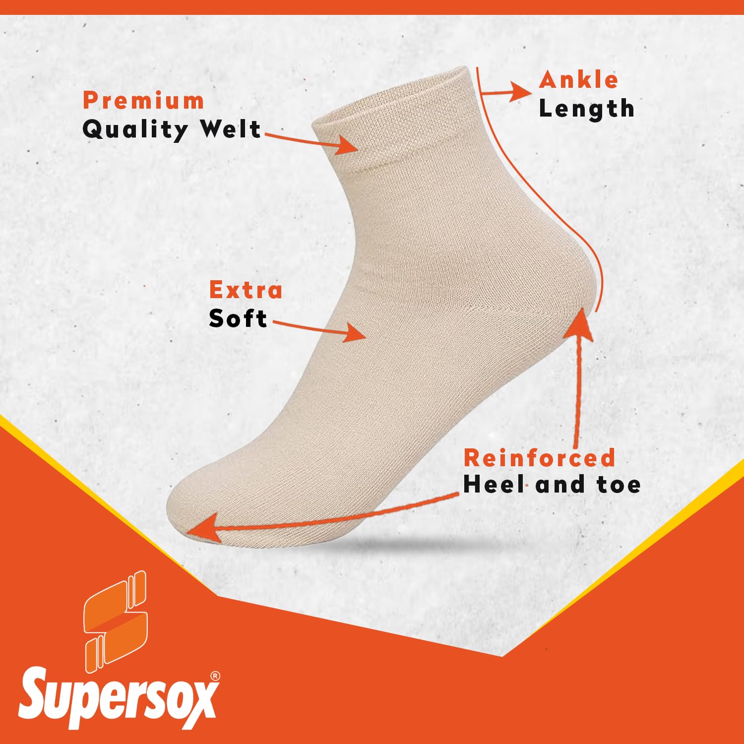 Supersox Women's Ankle Socks - Cotton Anti-Odour - Image 3