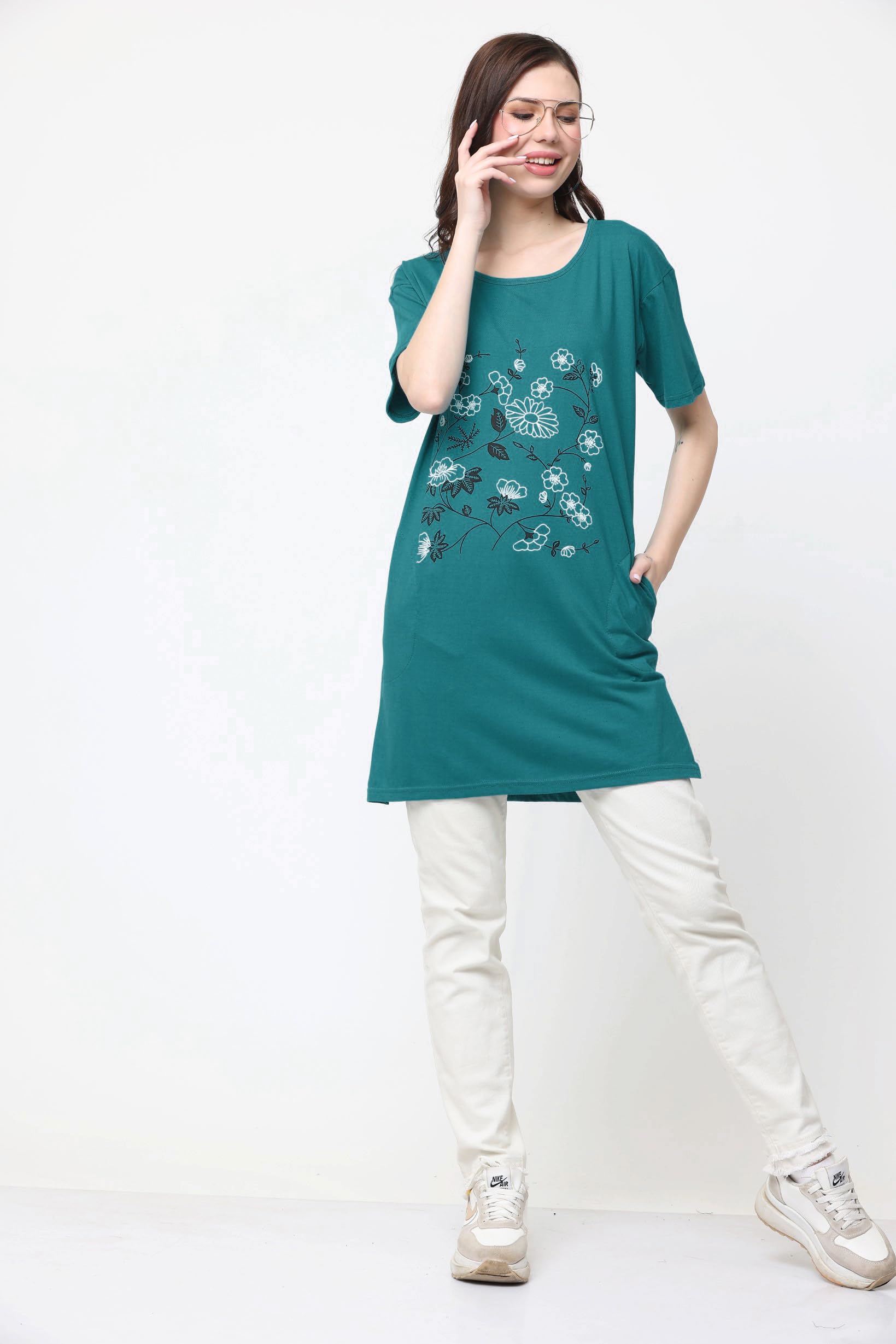 DDASPRATION Women Cotton Printed Long T-Shirt - Image 2