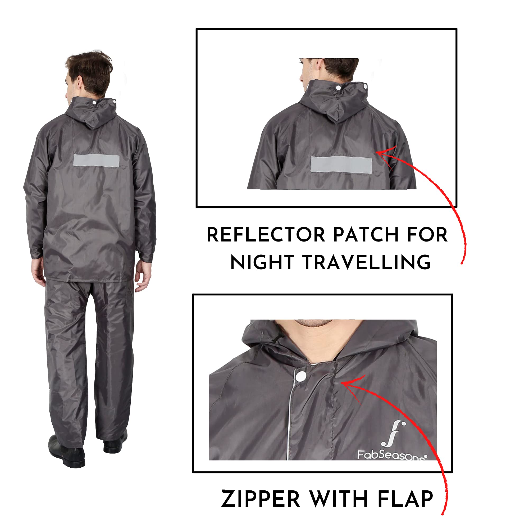 FabSeasons Reversible Waterproof Jacket - Grey - Image 2