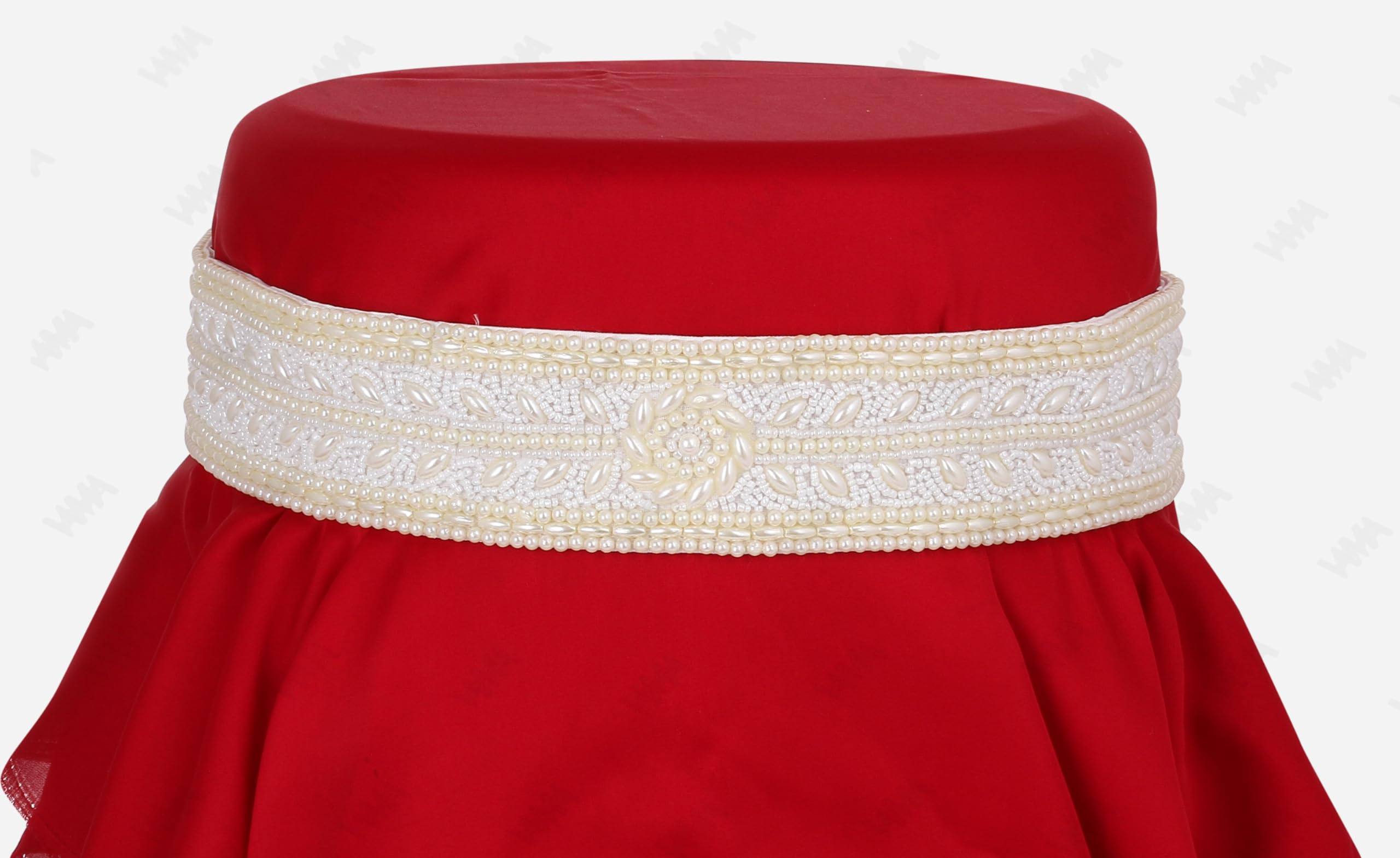 VAMA FASHIONS White Pearl Kamarband Lehenga - Image 2