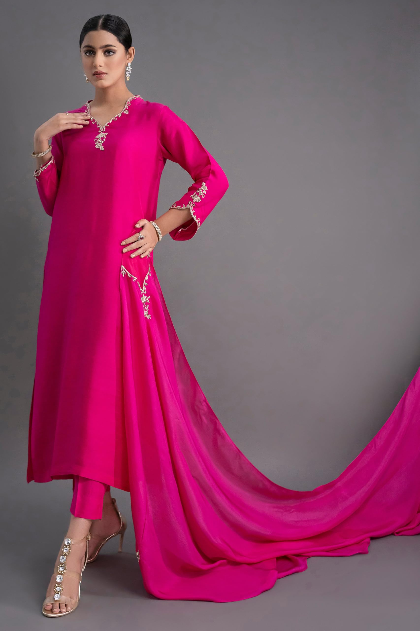 TWINLIGHT Women's Embroidered Salwar Suit - Pink - Image 2