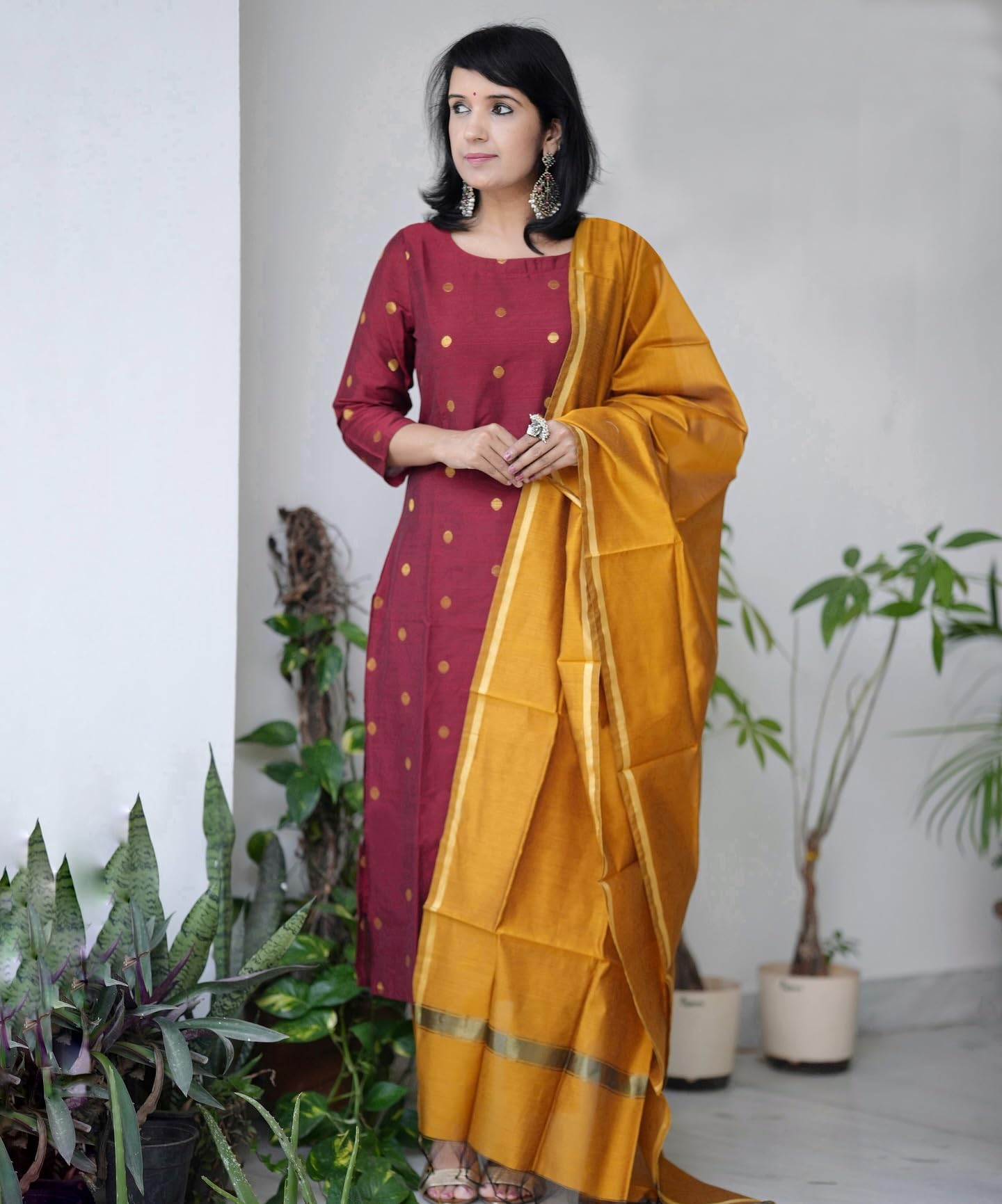 GoSriKi Maroon Rayon Kurta Set for Women - Image 3