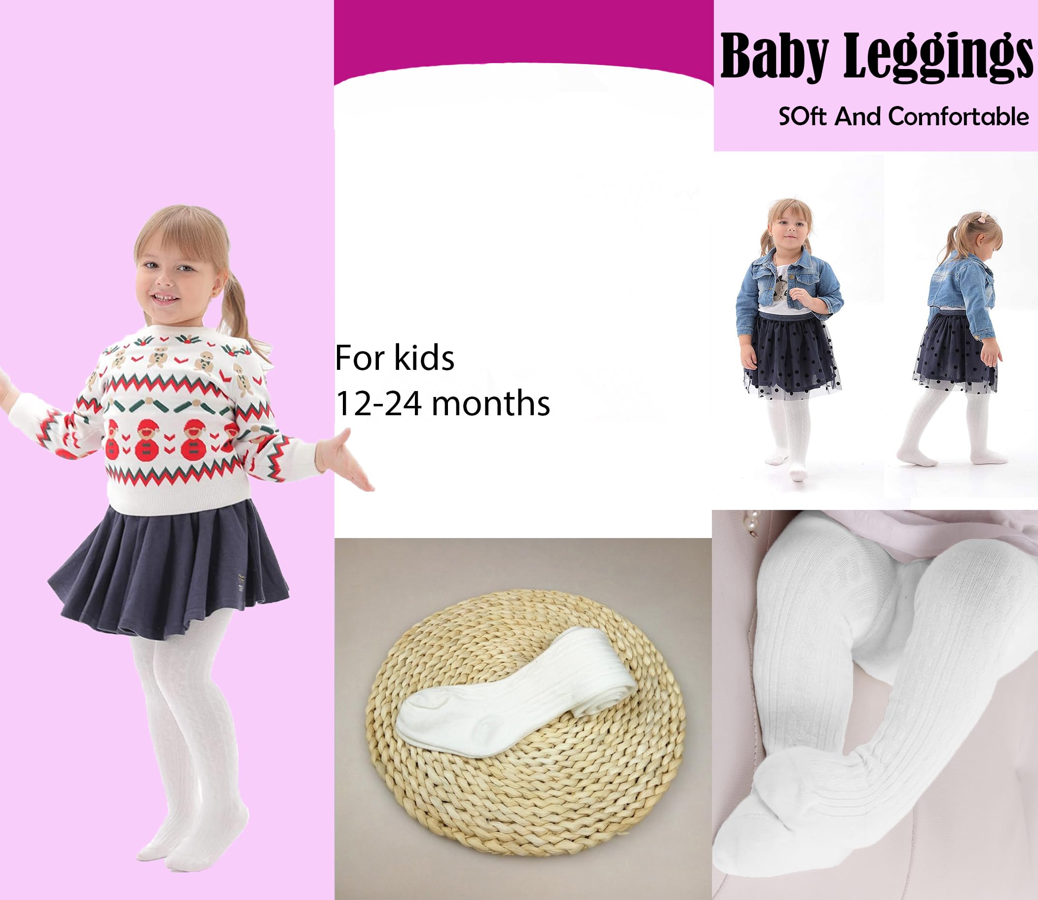 SYGA Baby Tights for Girls Soft Cotton - Image 4