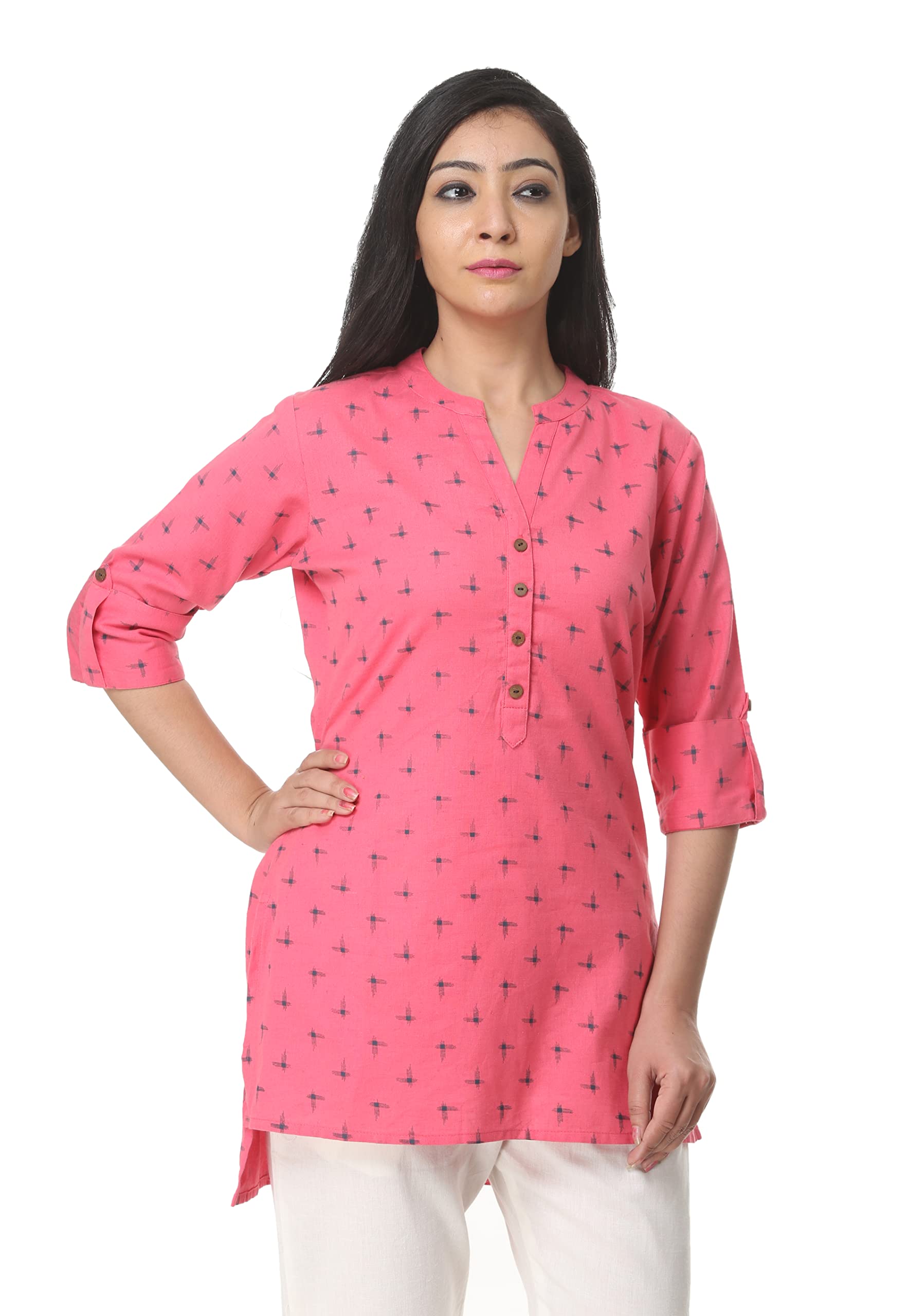 Pistaa Women Cotton Straight Kurta - Peach - Image 2