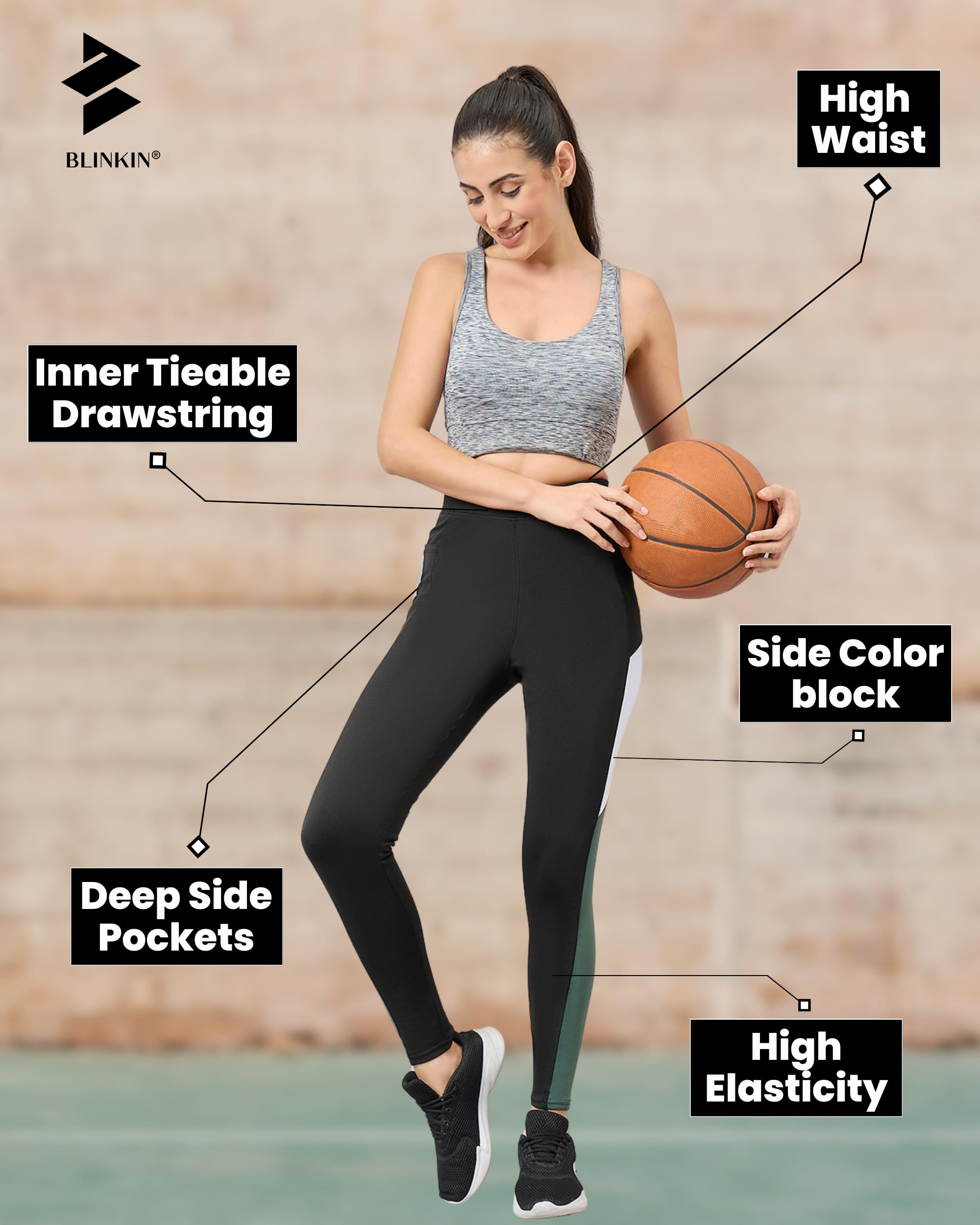 BLINKIN High-Waist Black Gym Leggings for Women - Image 4