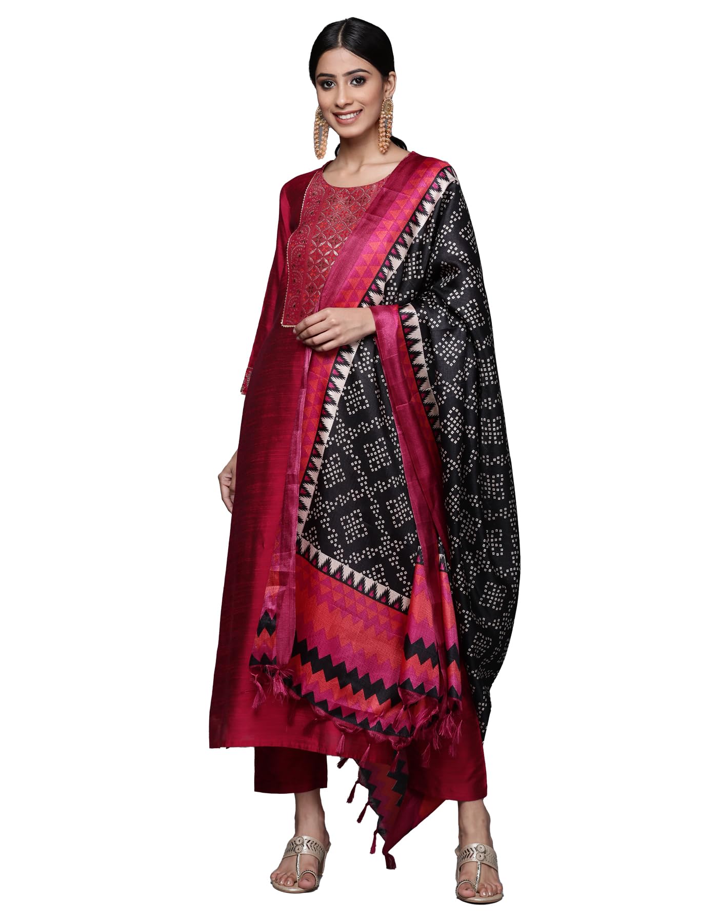 Varanga Women's Magenta Silk Kurta Set