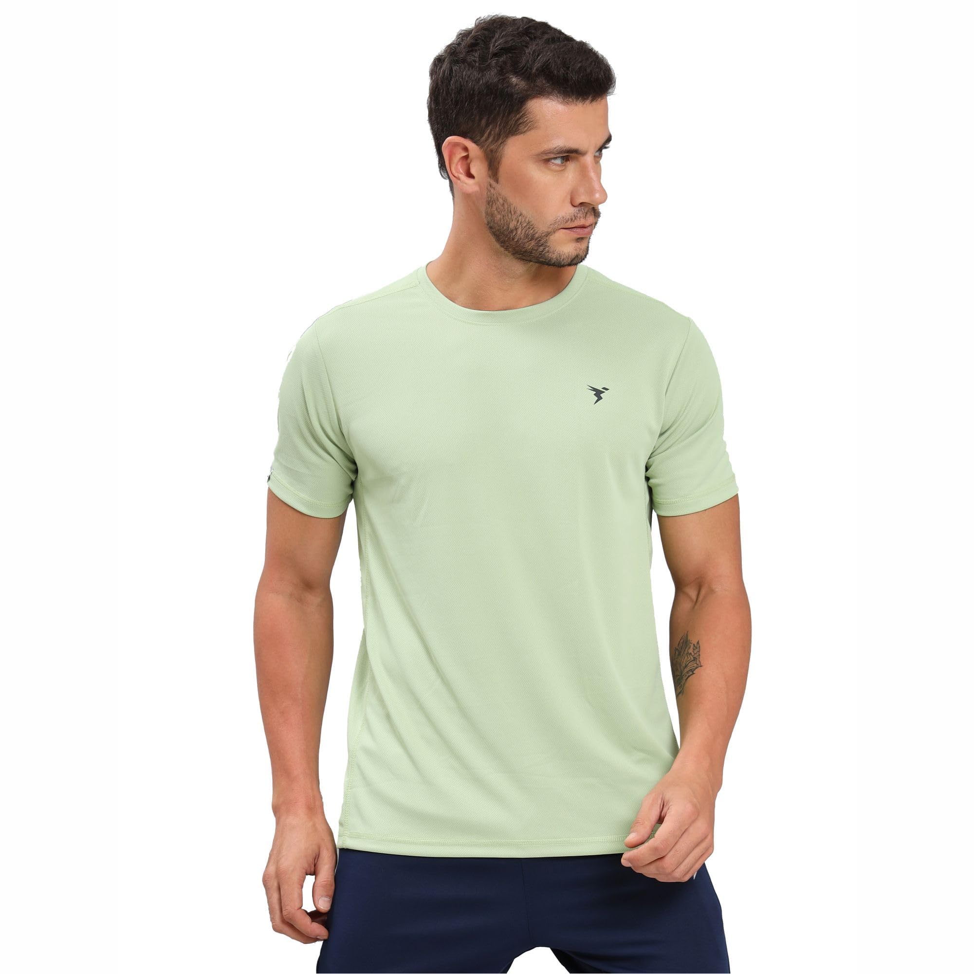 TECHNOSPORT Men's Crew Neck T-Shirt - Light Lime