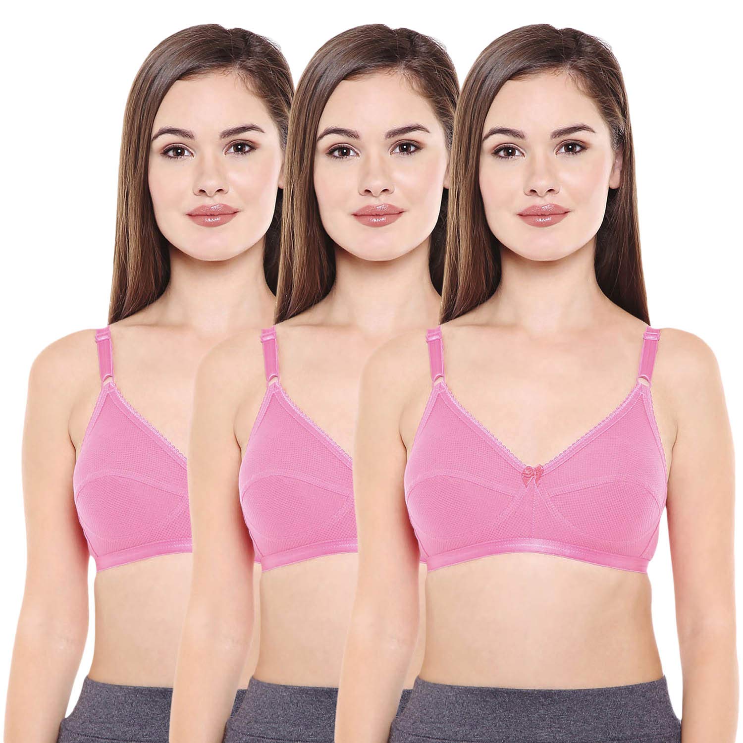 BODYCARE Women's Cotton Non Padded Non-Wired Bra - Pink