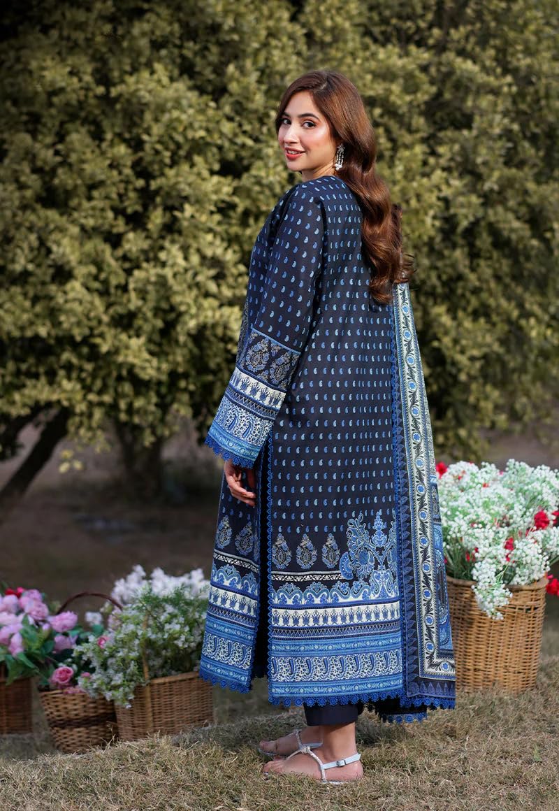 GoSriKi Women's Rayon Viscose Printed Straight Pakistani Kurta Set - Deniz Blue - Image 2