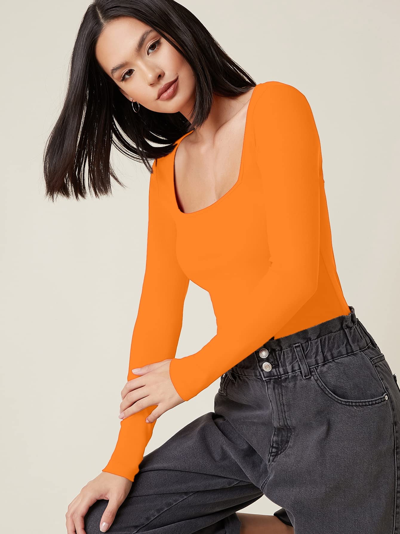 Aahwan Orange Square Neck Top for Women - Image 3