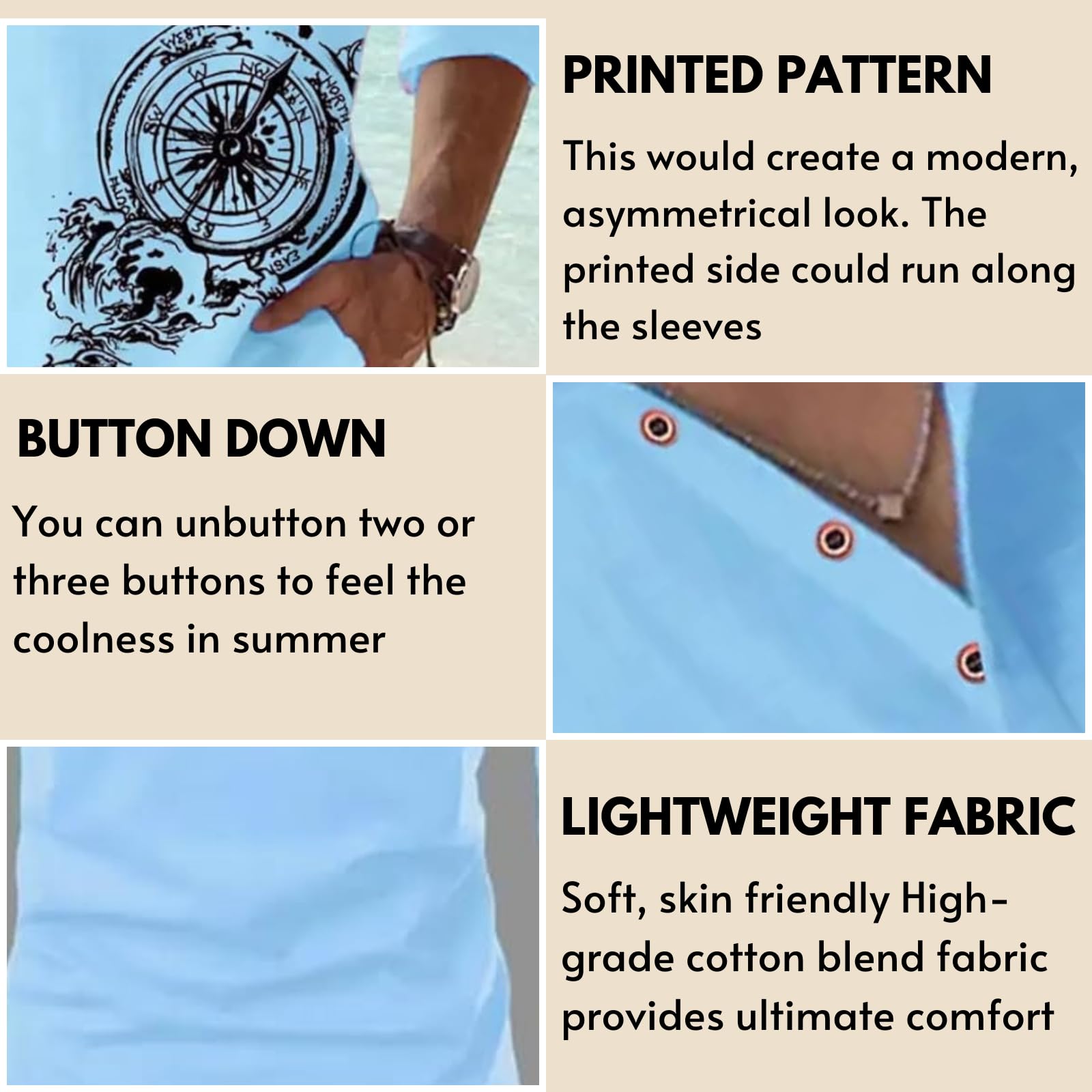 DEELMO Men Cotton Blend Kurta - Blue - Image 3