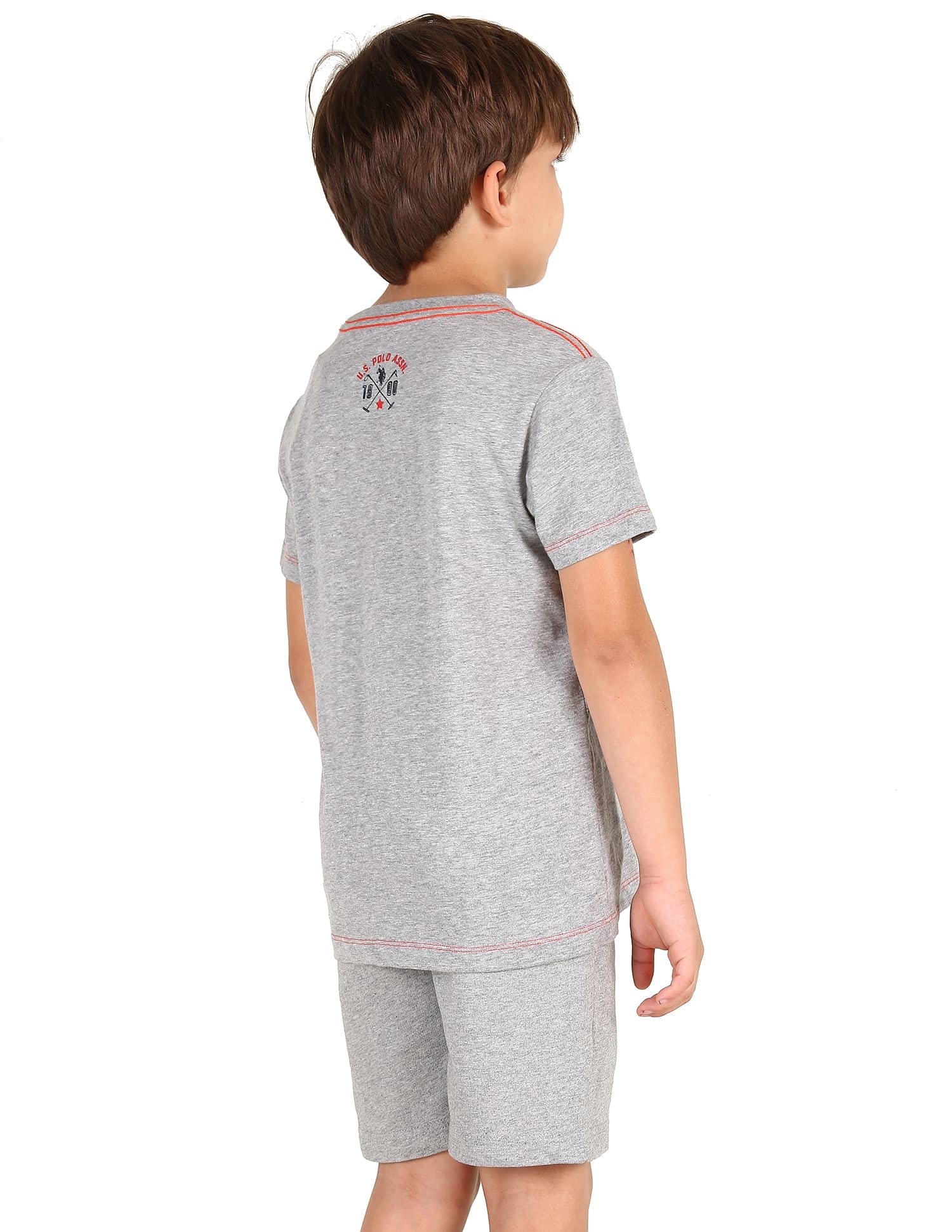 U. S. POLO ASSN Boy's Ribbed Neck Cotton T-Shirt - Grey - Image 4