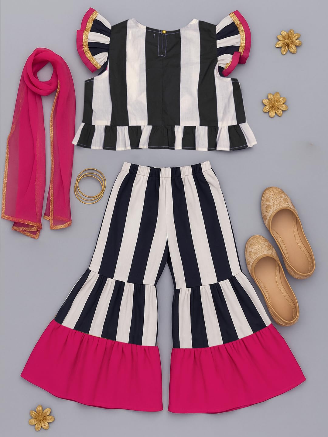 A.T.U.N. Girls Crop Top and Sharara with Dupatta - Image 4