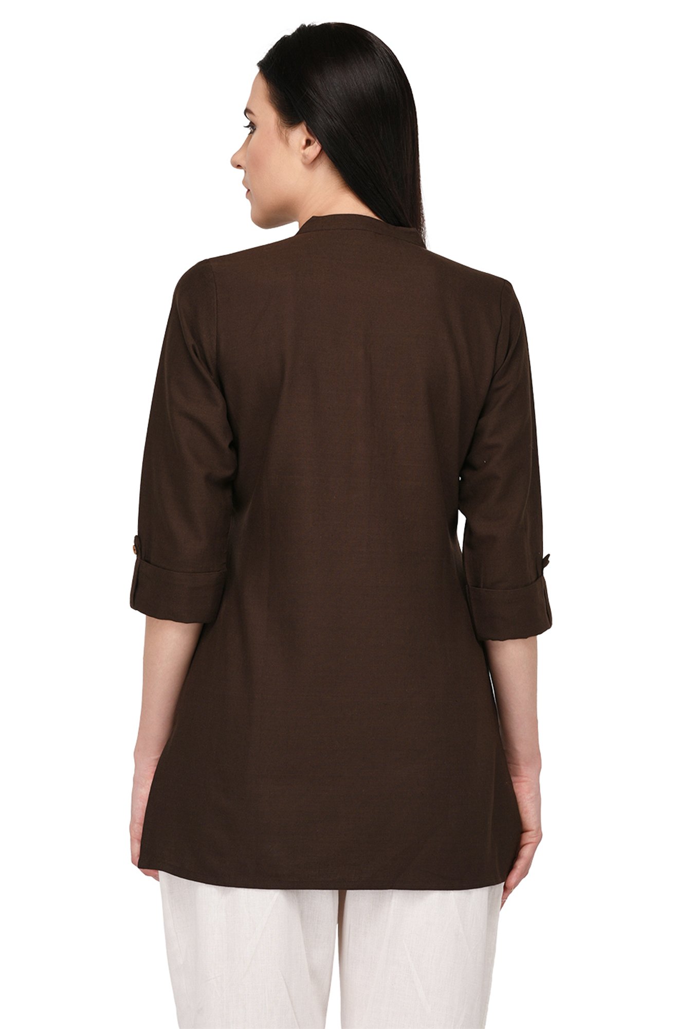 Pistaa Brown Cotton Kurti for Women - Image 3