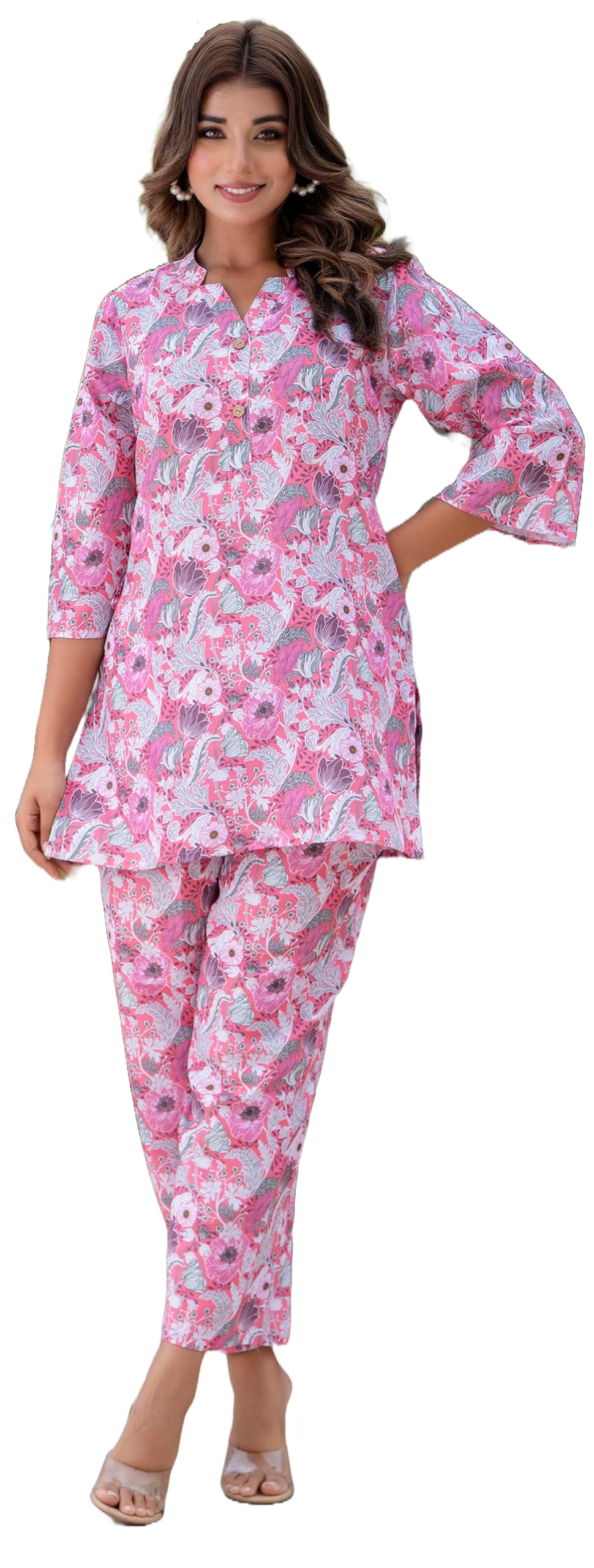 Yashika Women's Floral Kurta and Palazzo Set - Pink