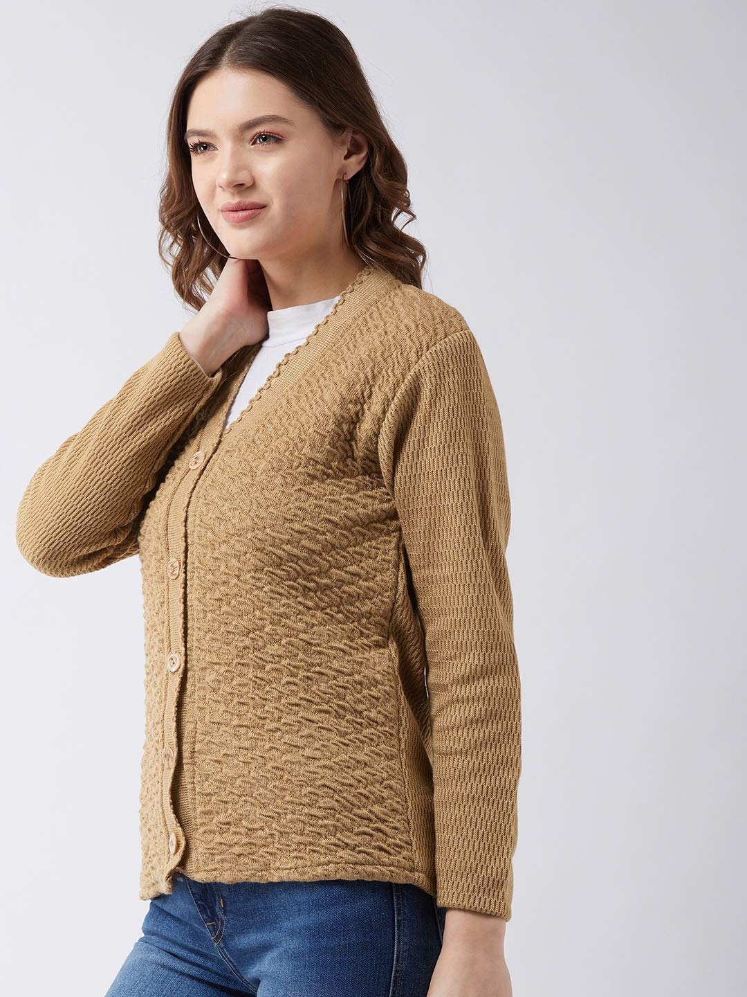 Pivl Women's Camel V-Neck Cardigan - Image 4