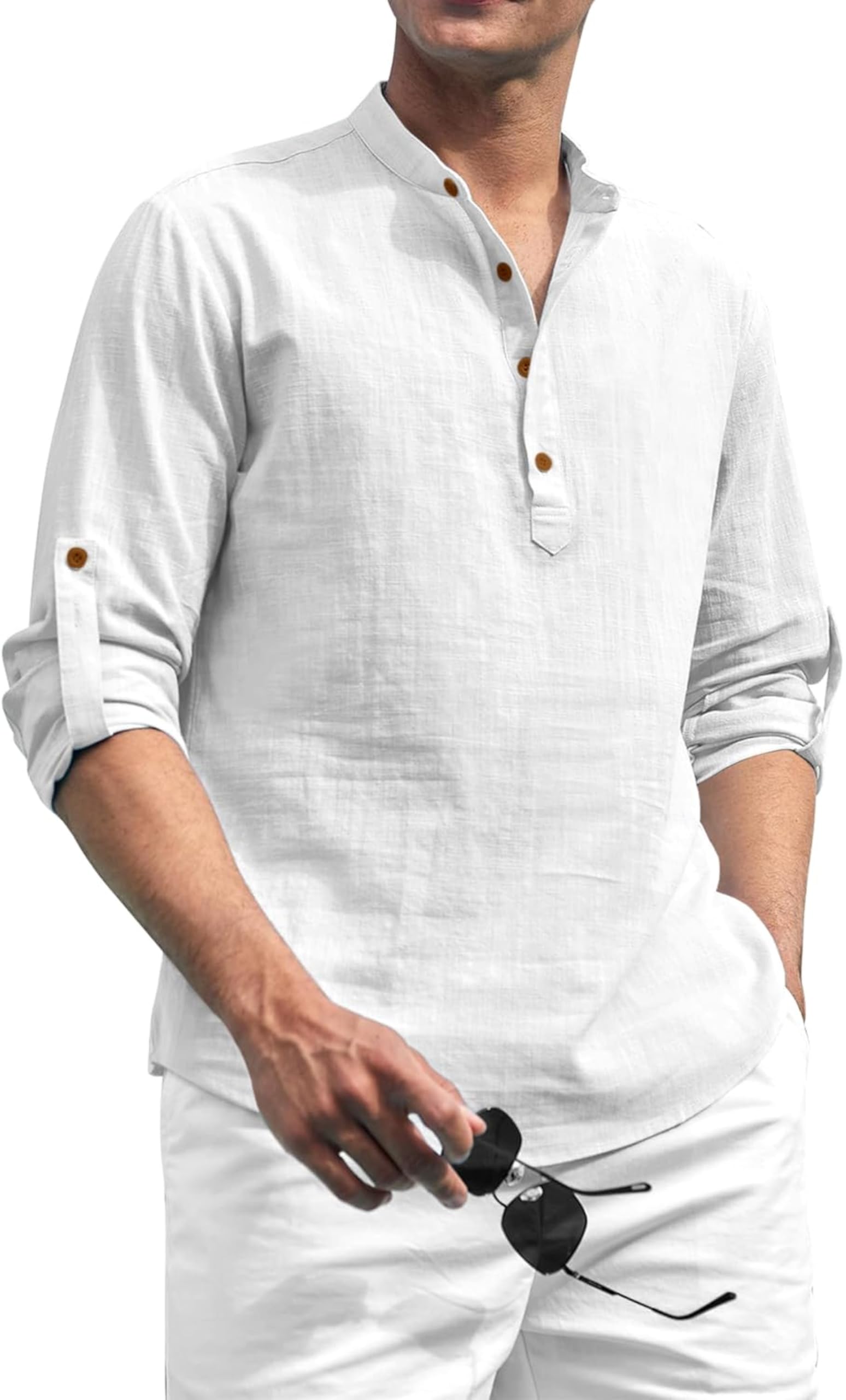 Zombom White Cotton Blend Kurta for Men