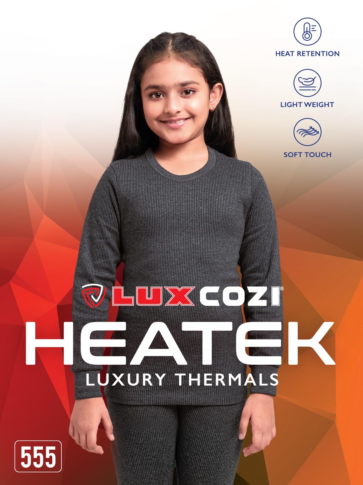 Lux Cozi Girl's Thermal Set - Black - Image 4