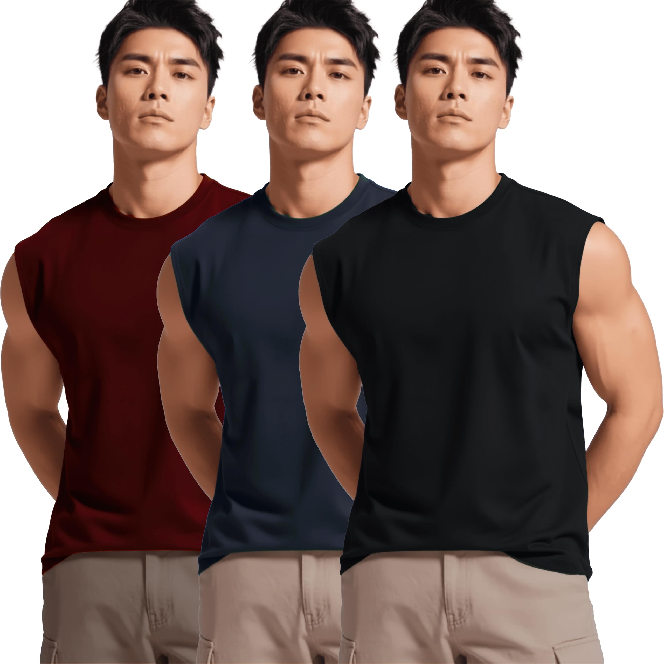 JUARI Men Multicolour Cotton Sleeveless Gym Vest