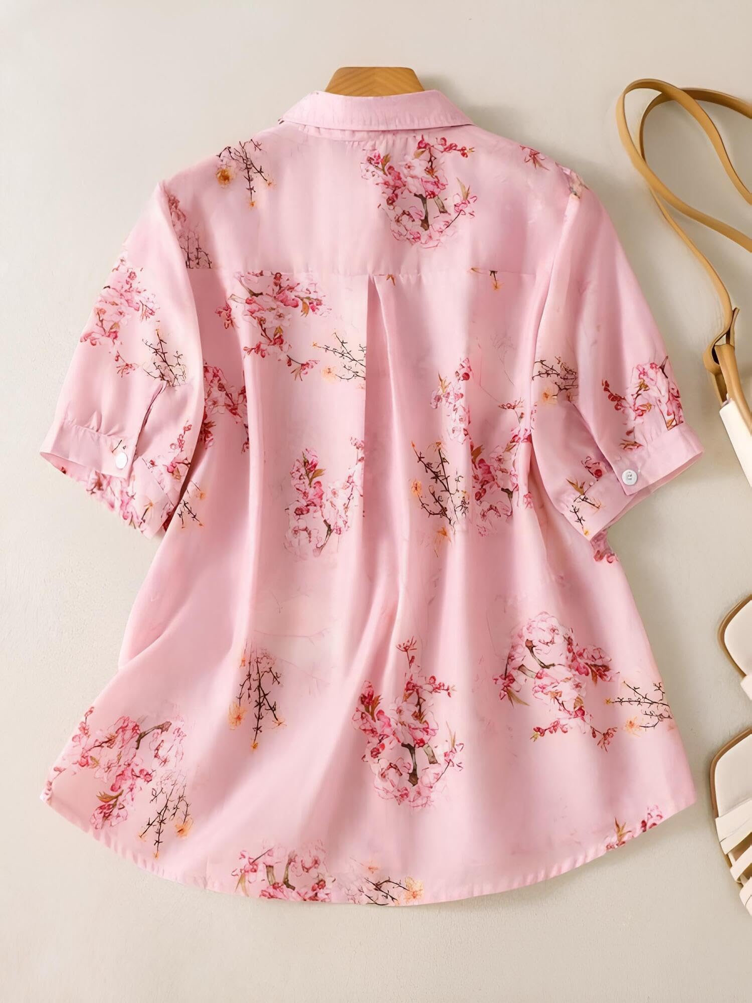 Western Shirt for Women - Blush Pink Floral - Image 3