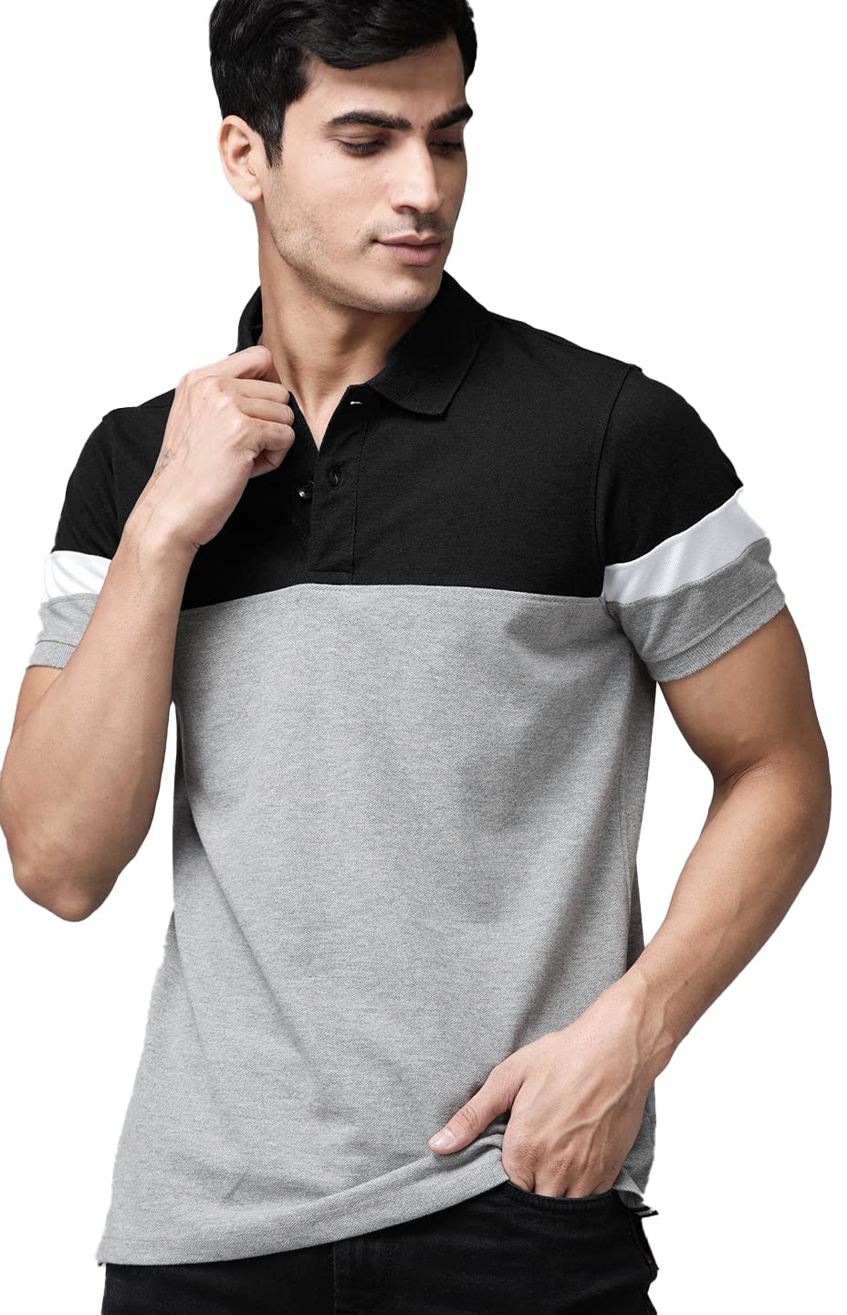 LEOTUDE Men's Polo T-Shirt - Grey