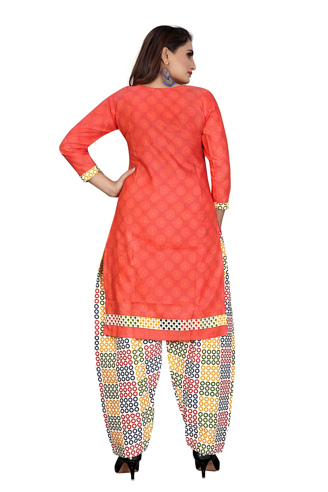 Merira Peach Cotton Patiala Salwar Suit - Image 3