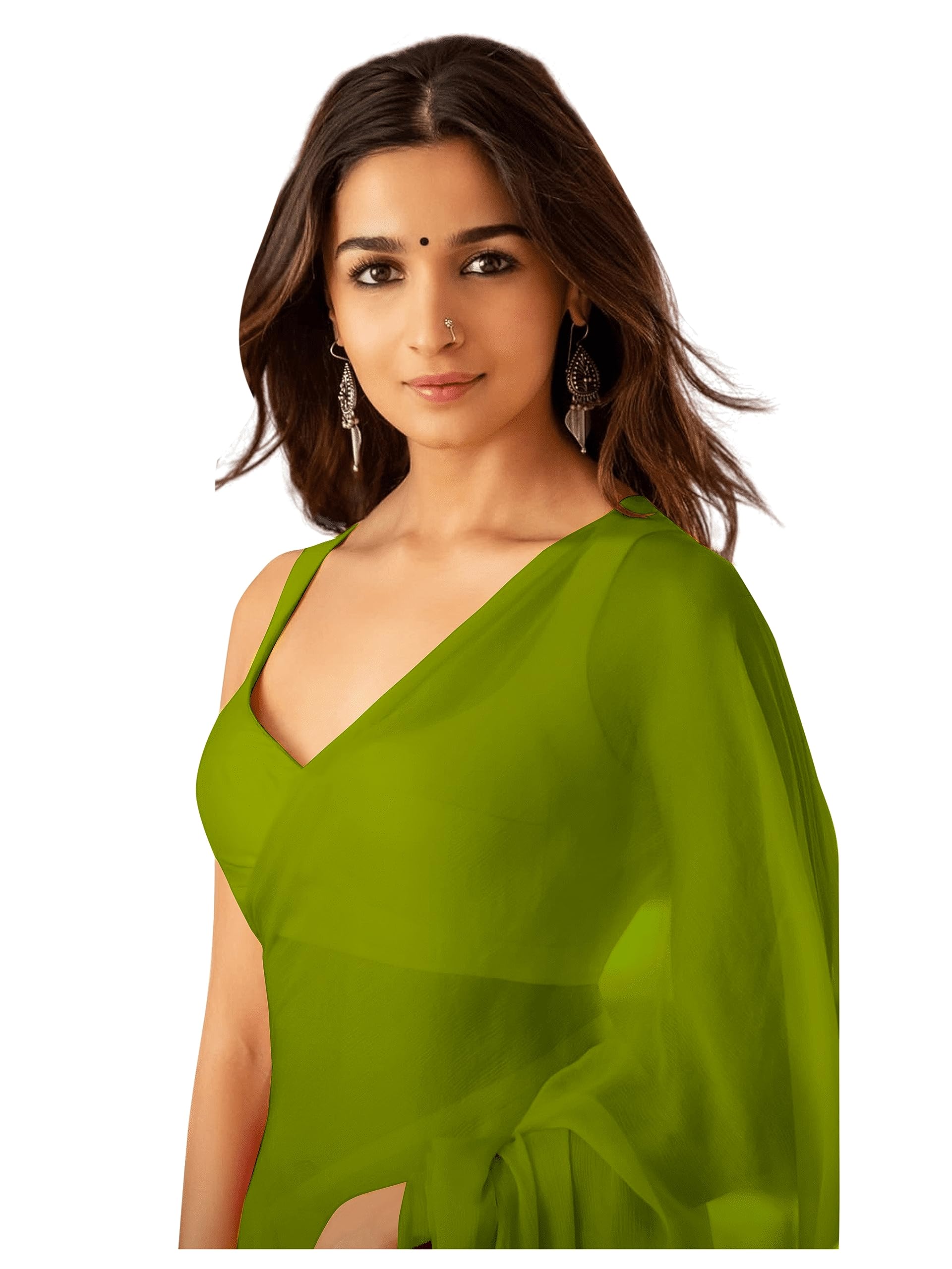 Sidhidata Women's Georgette Saree - Mehendi