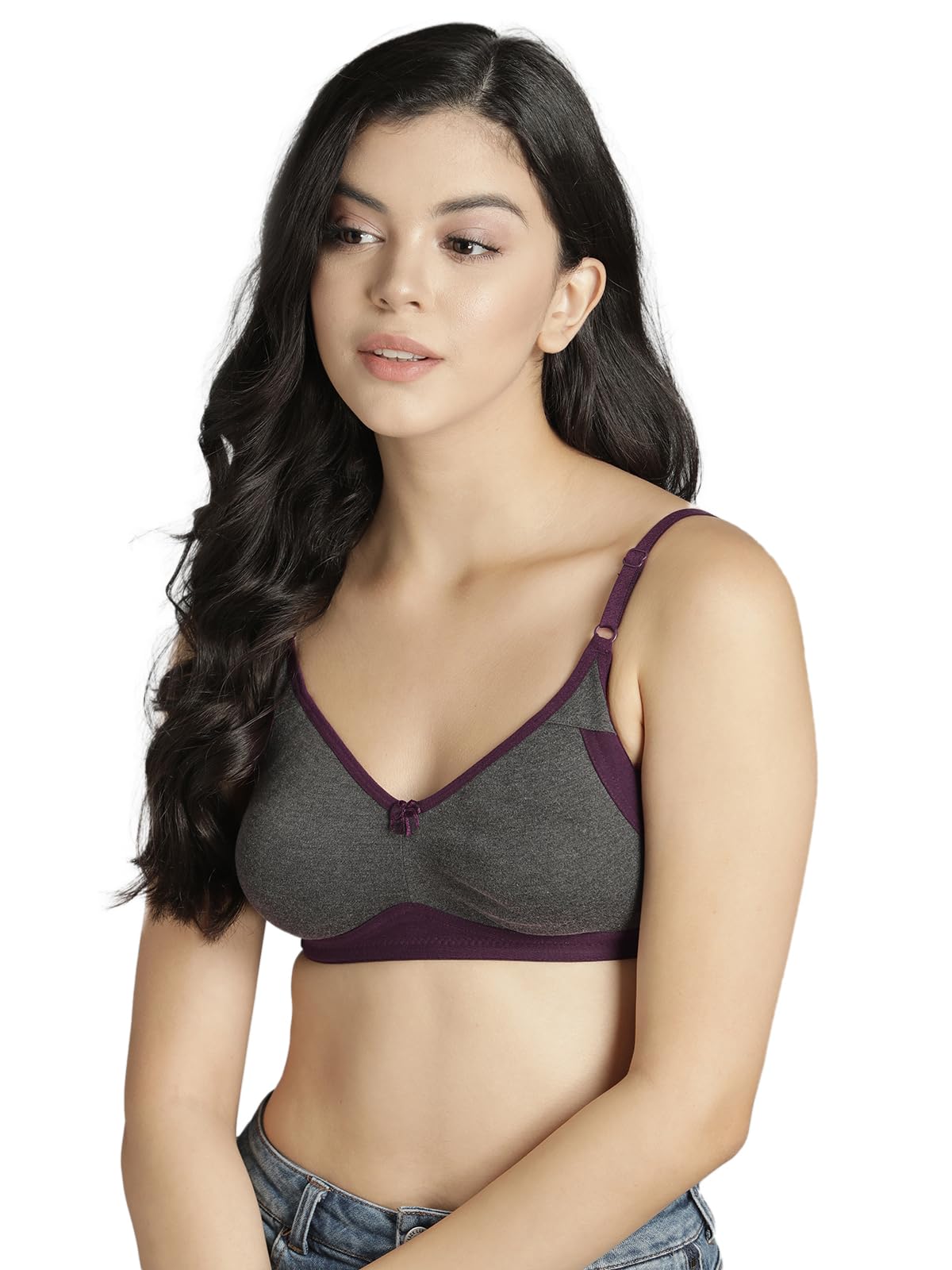 Clovia Cotton Rich Solid T-Shirt Bra - Dark Grey