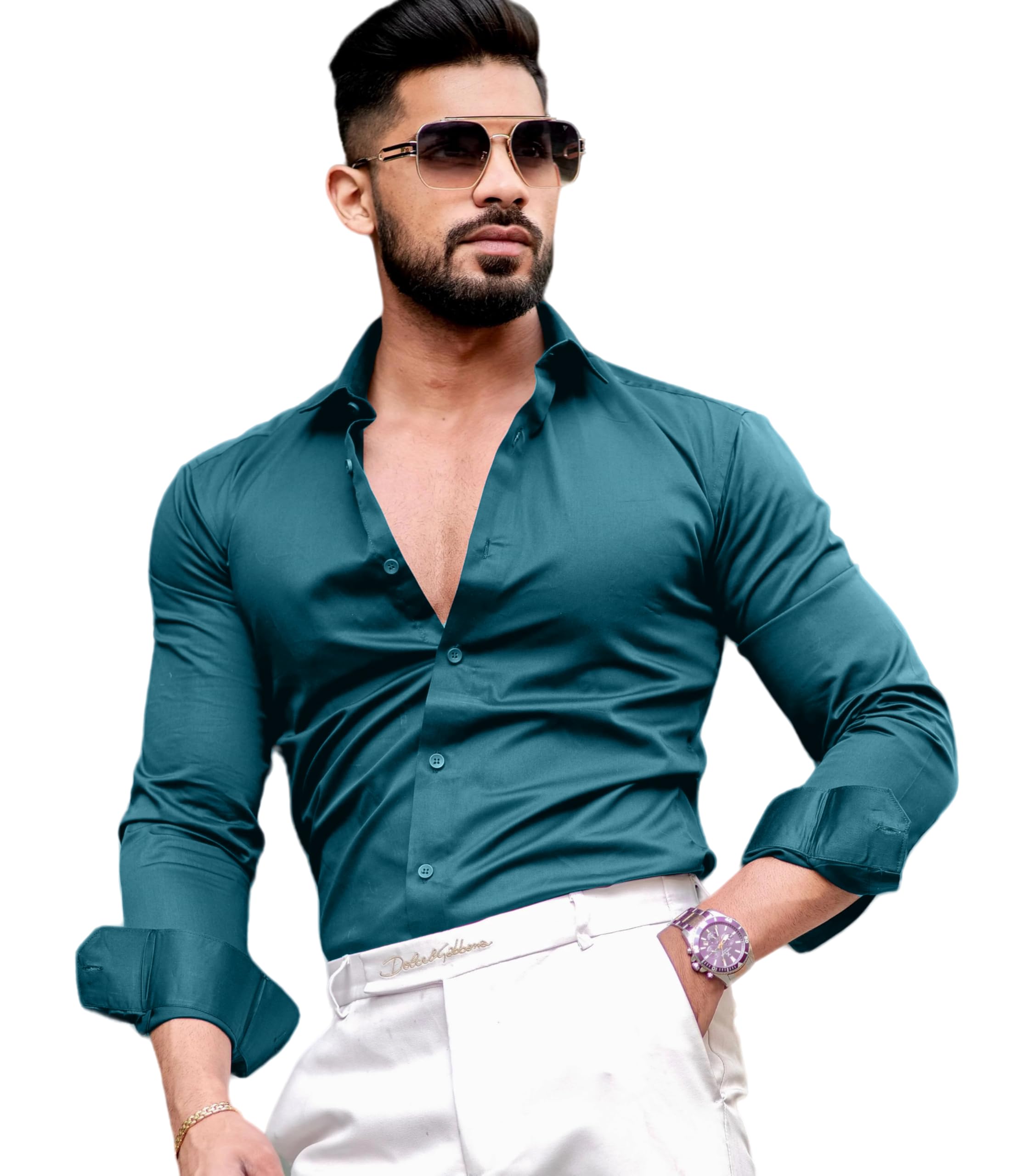 IndoPrimo Men's Satin Shirt - Solid