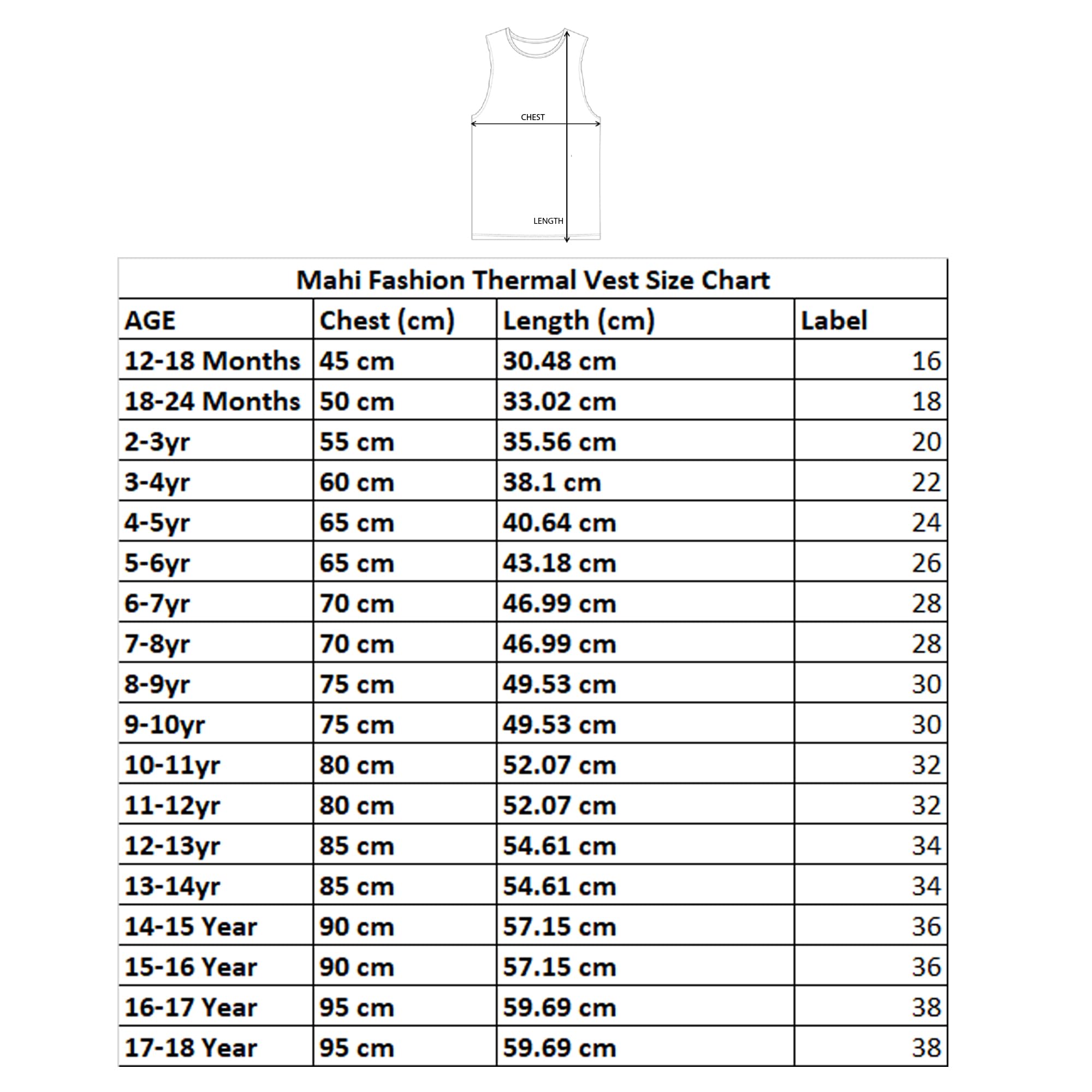 Mahi Fashion Unisex Kids Thermal Vest - Image 2