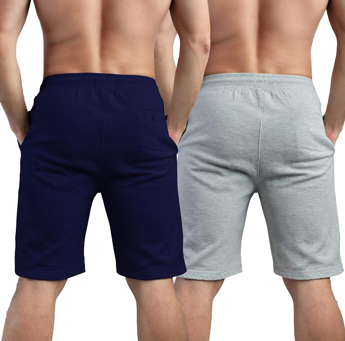 Men's Cotton Shorts - Blue & Grey - Image 3