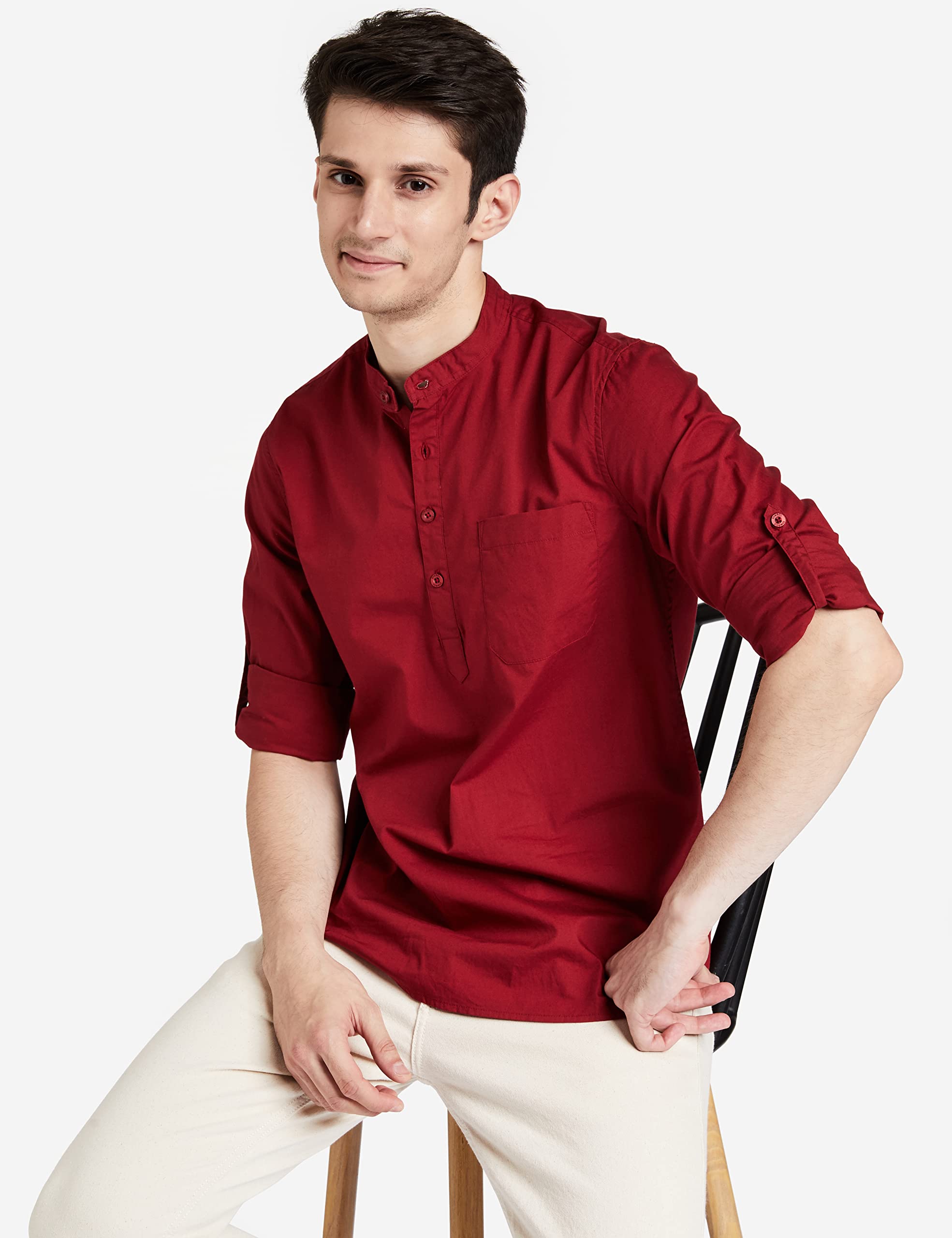 GarbGlide Men's Casual Shirt - White Maroon - Image 2