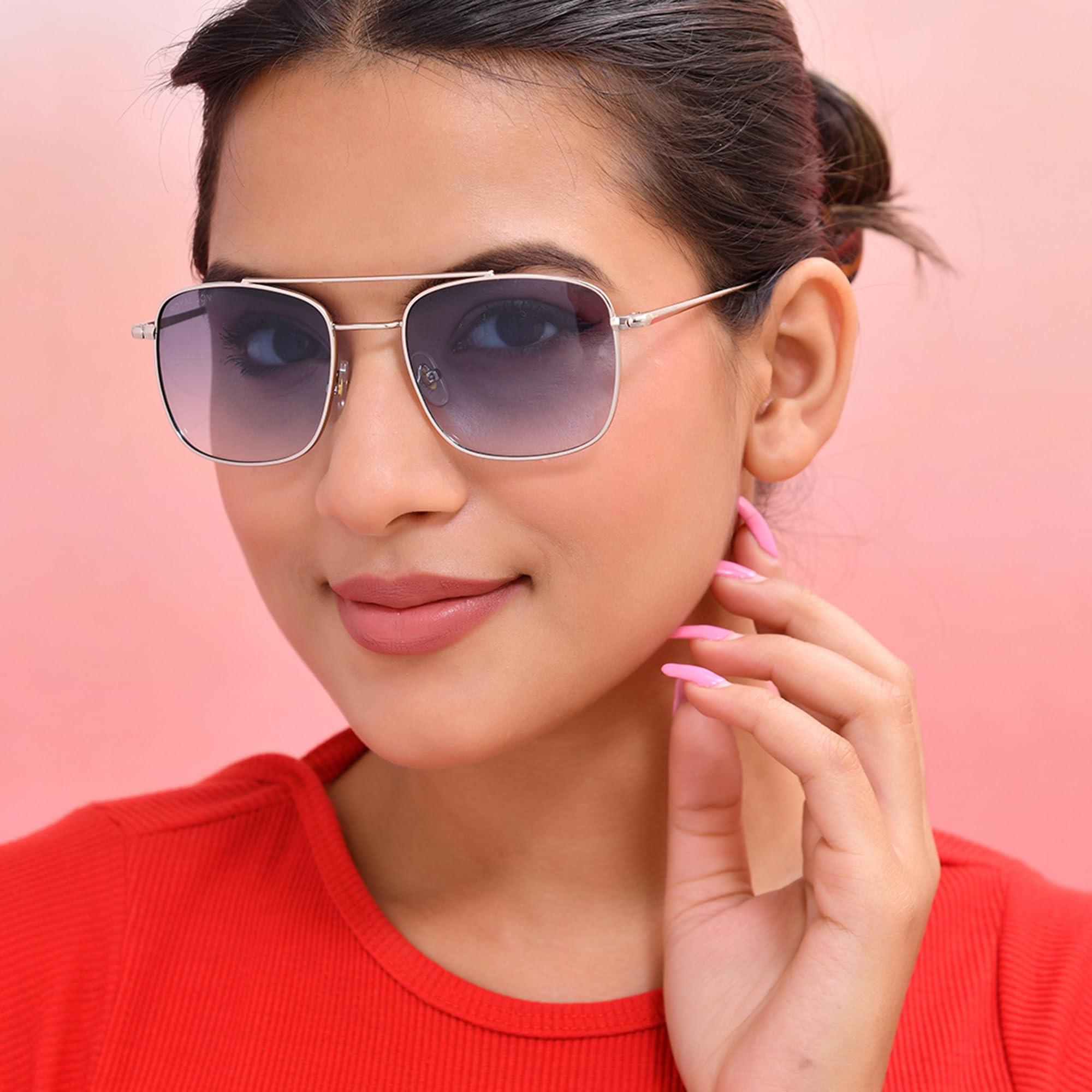 ROYAL SON Retro Square Sunglasses for Women - Green - Image 3