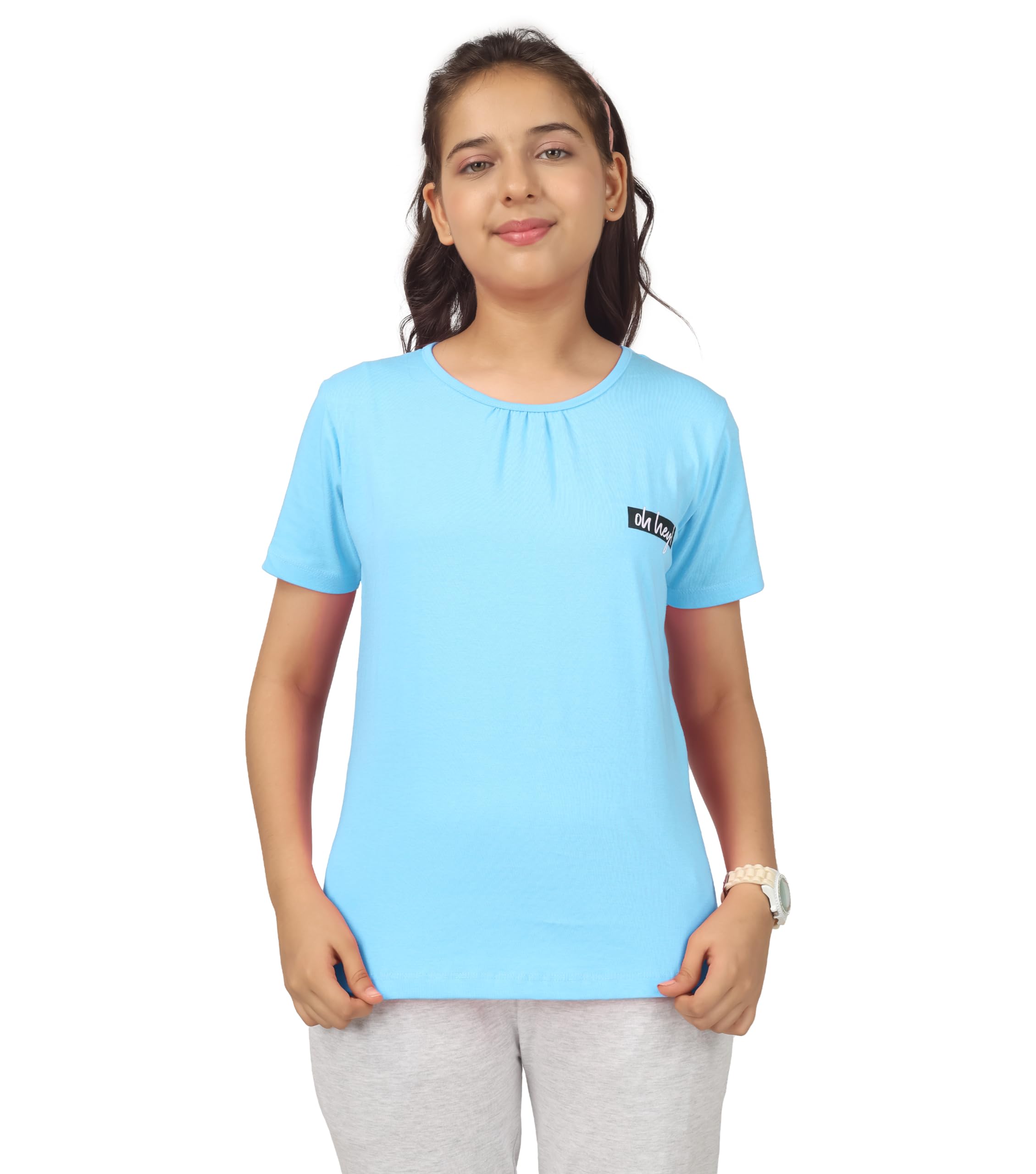 KYDA KIDS Antibacterial Printed Girl's Cotton Tshirt - Turquoise - Image 4