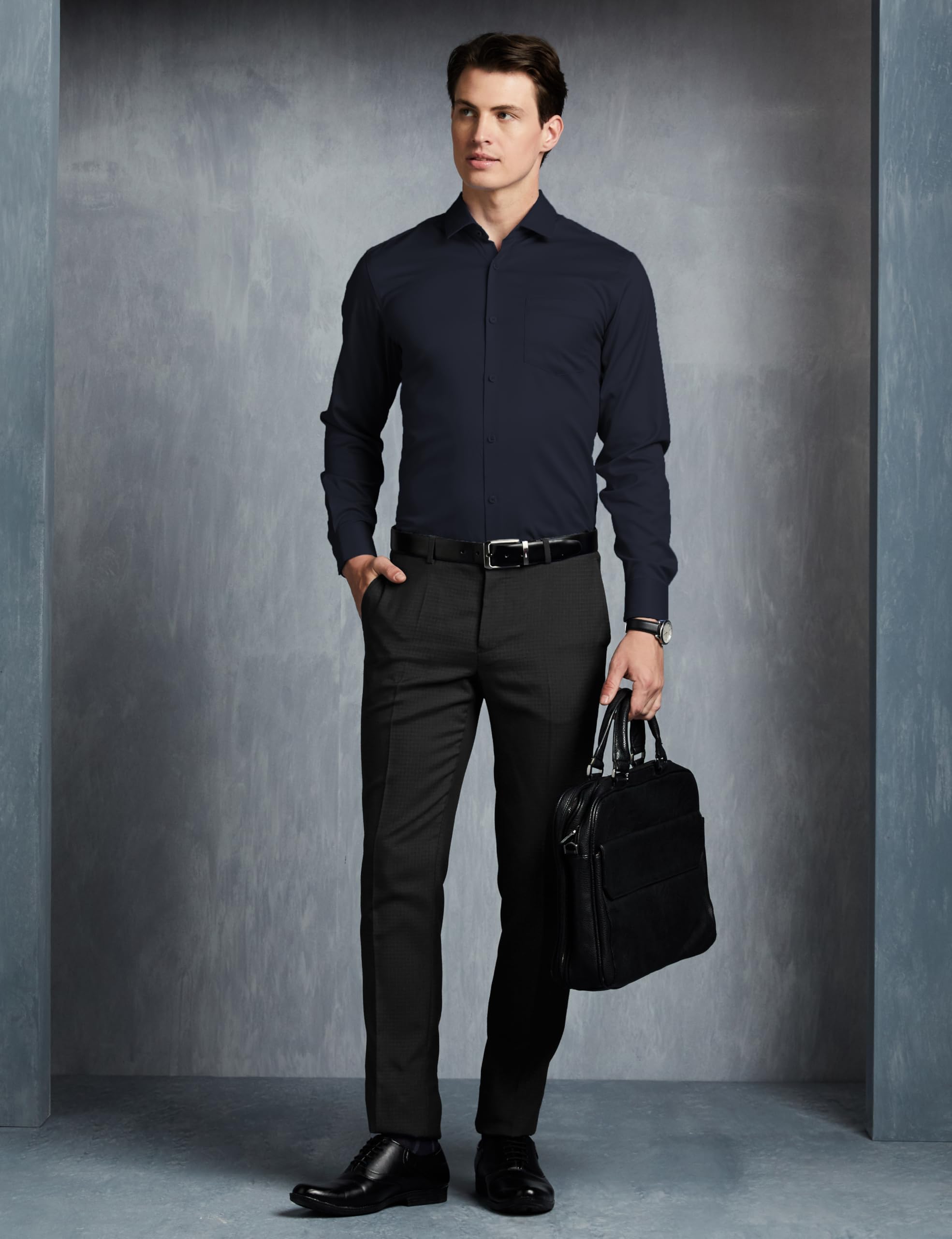 Formal Shirts for Men - Navy White - Image 3