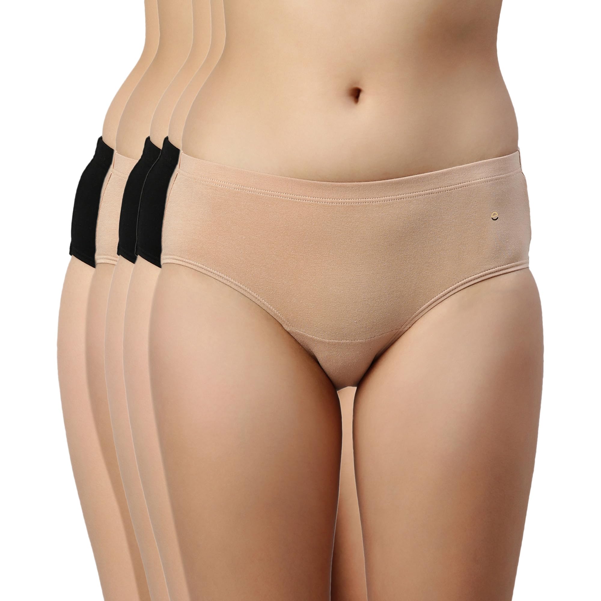 Enamor Women's Cotton Blend Hipster Panties - Jet Black/Nude