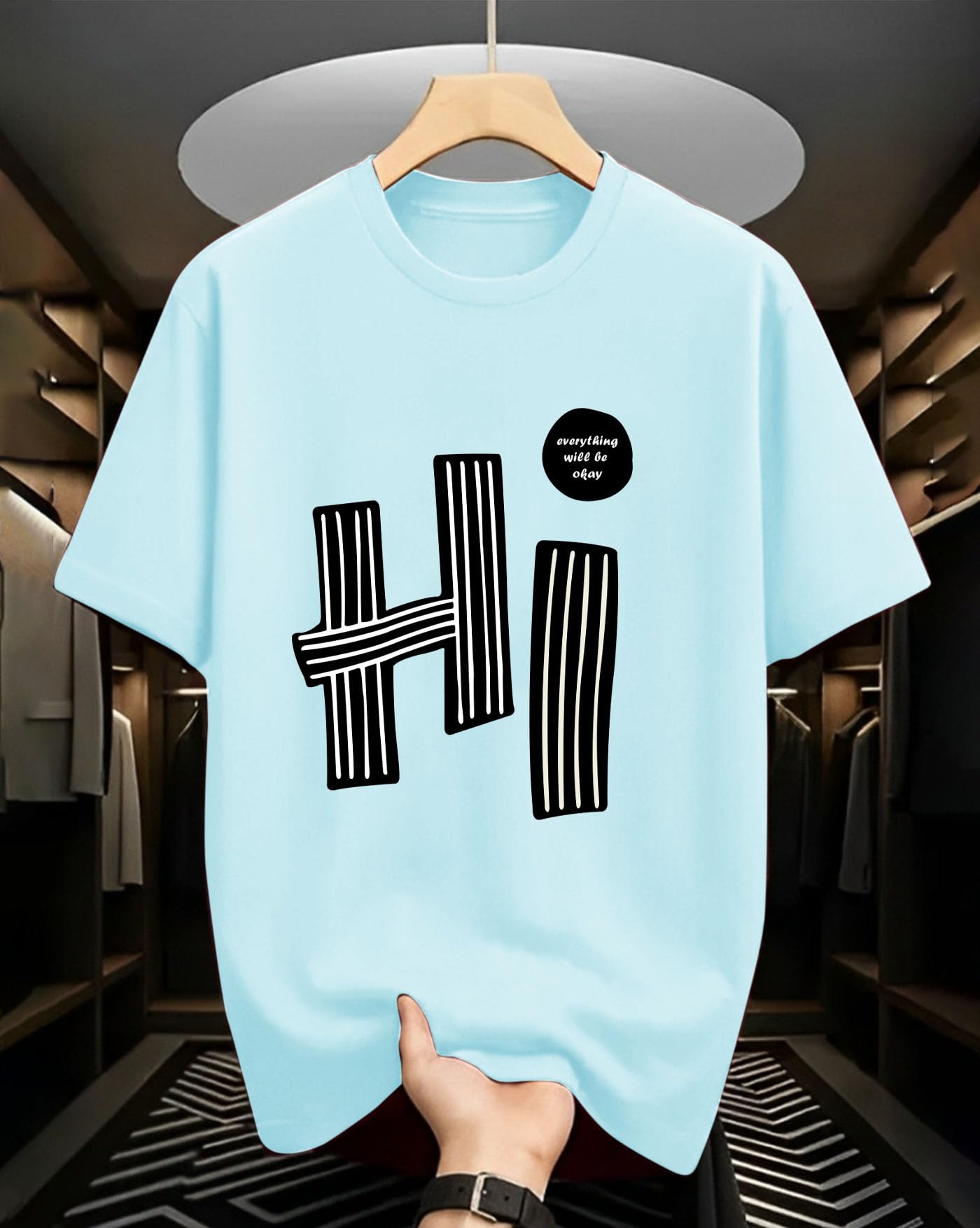 Enitor Men Oversized Printed T-Shirt - Aqua Blue - Image 2