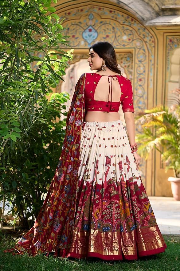 Tussar Silk Patola Print Lehenga Choli - Image 4