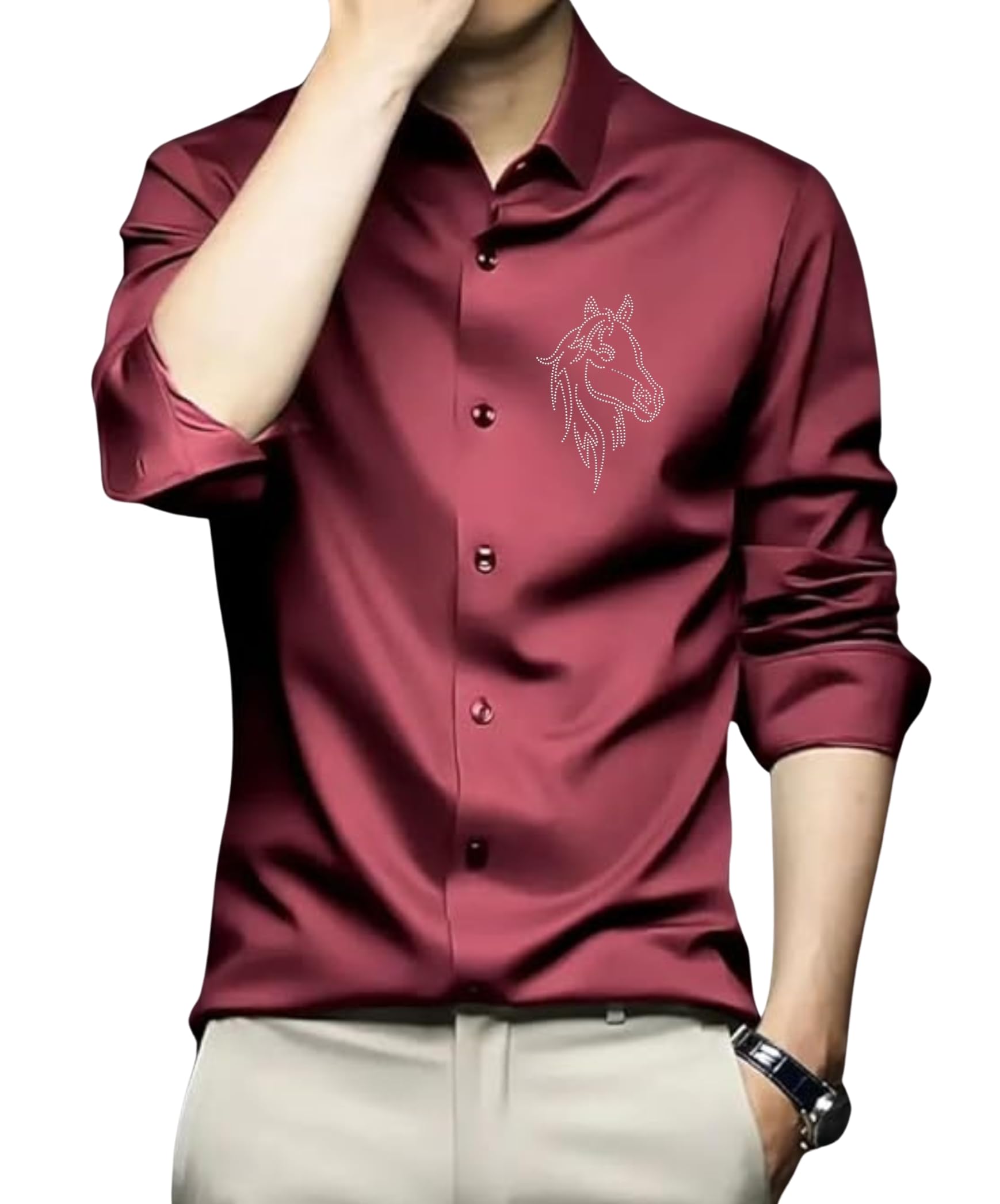 IndoPrimo Men's Satin Shirt - Red
