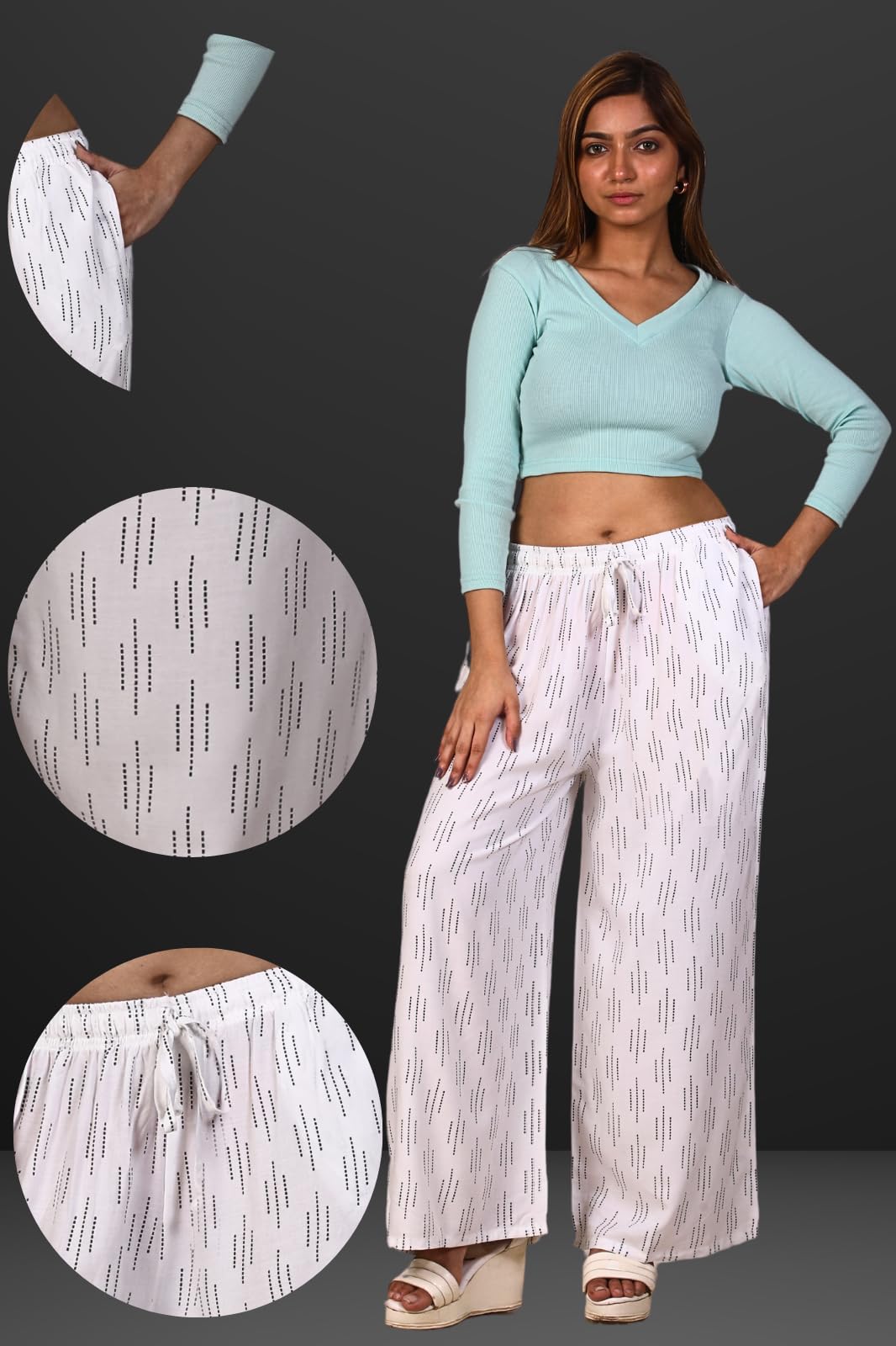 GarbGlide Women's Cotton Rayon Printed Palazzo - Image 3