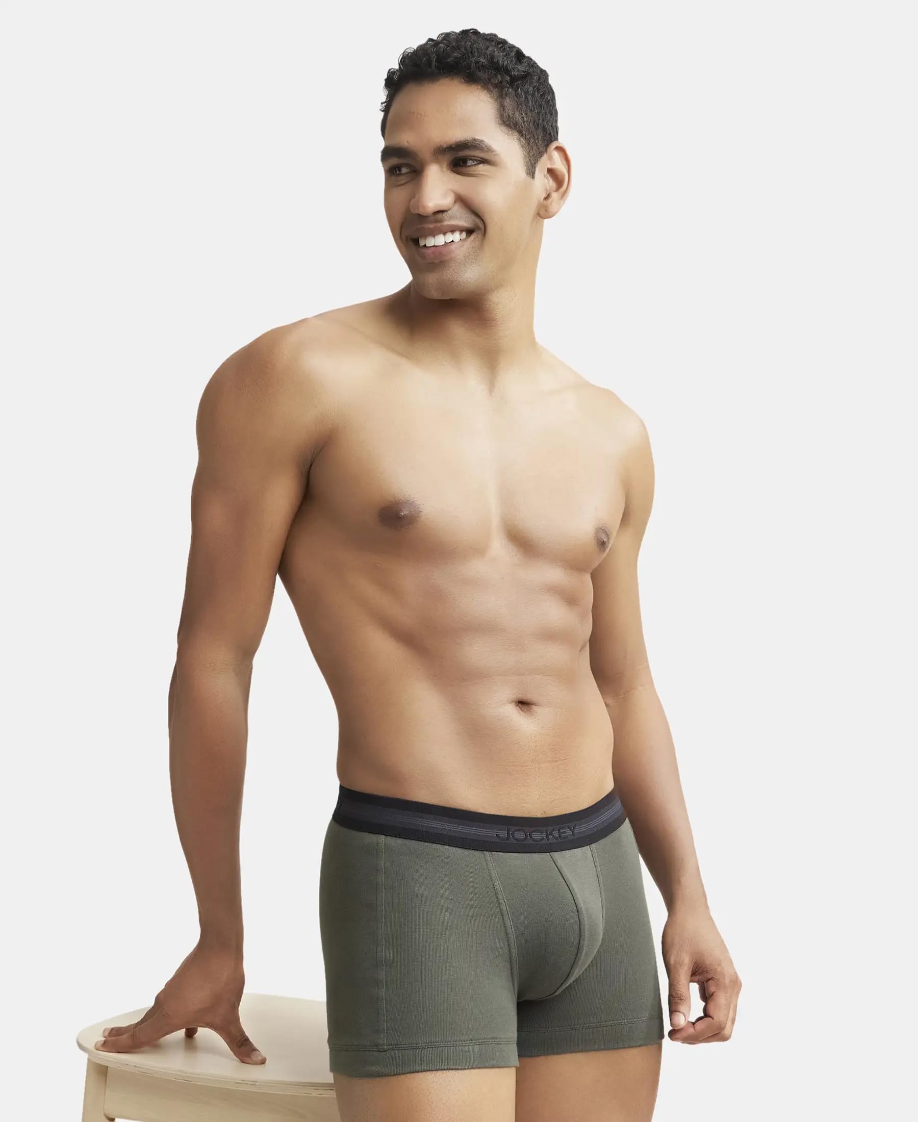 Jockey Men's Cotton Modern Trunks - Deep Olive - Image 5